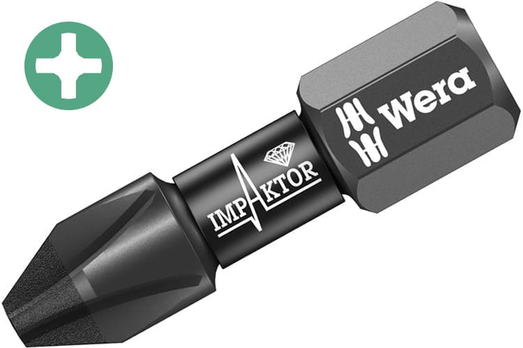 Phillips bit PH125 mm 1 WERA 851/1 IMP DC Impaktor Diamond bit, 1-pack