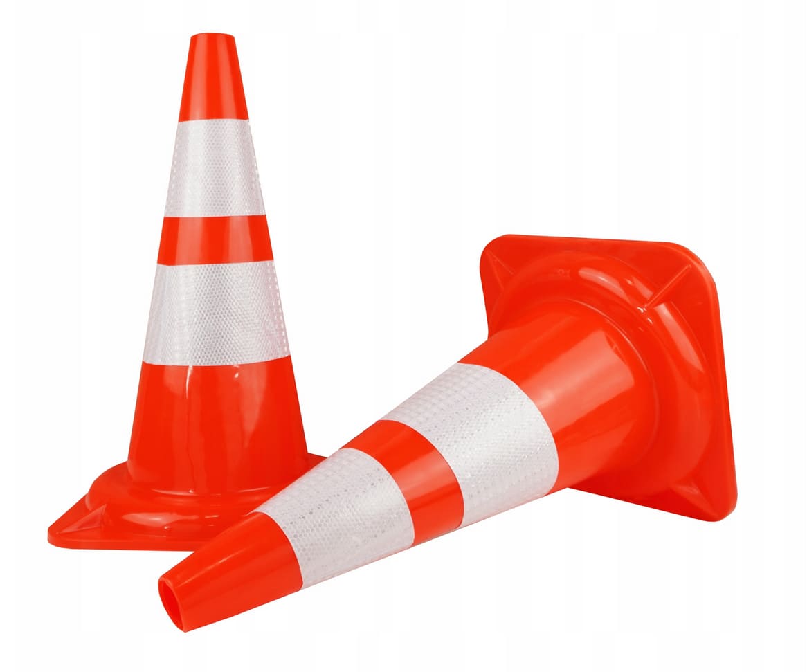 Mjuk Trafikkon PVC 50cm 2 Reflexränder 8-Pack, Vägkon Byggplats - 2
