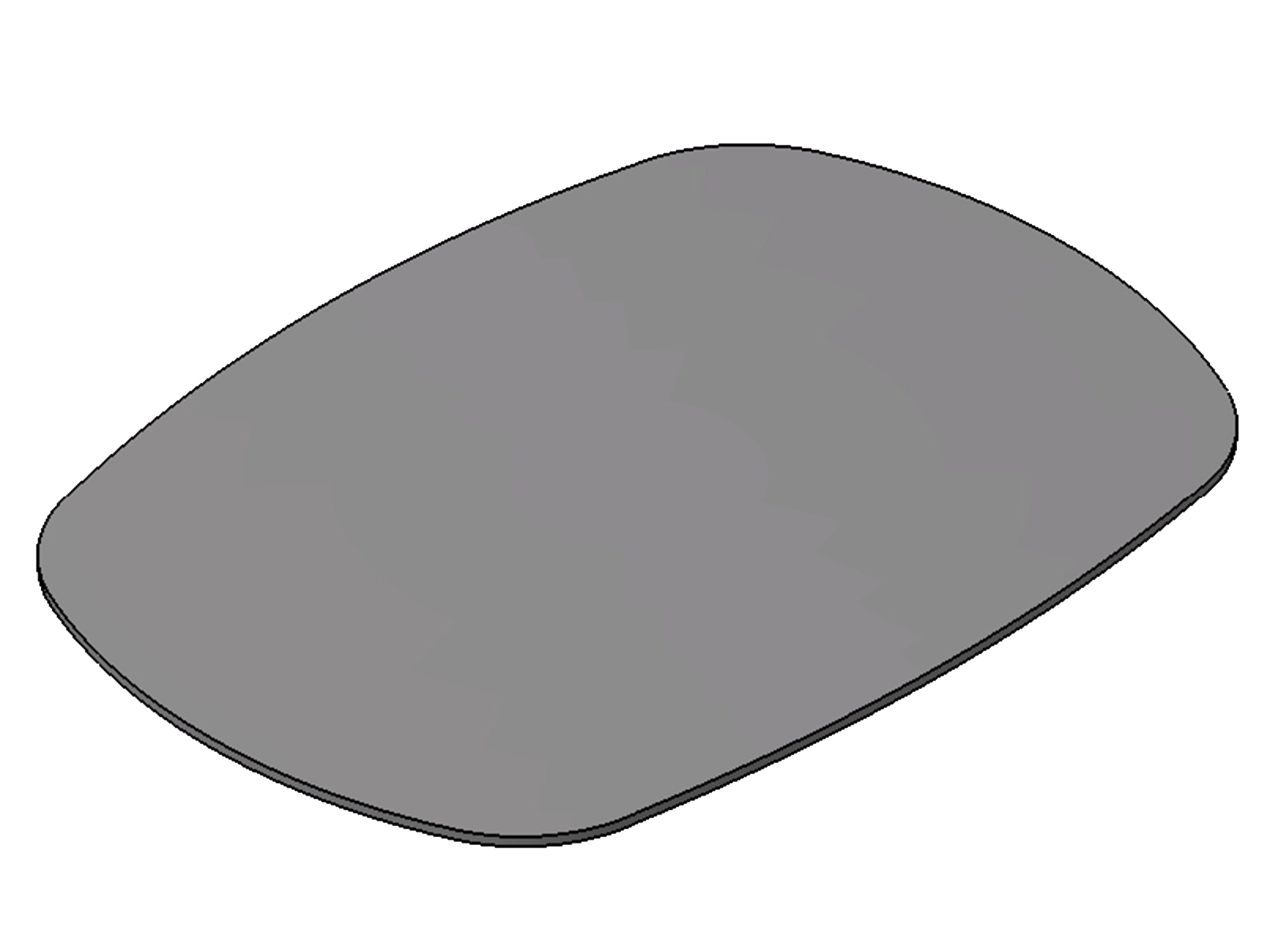 Spegelglas 190x138x2 mm R=1400 tejpat