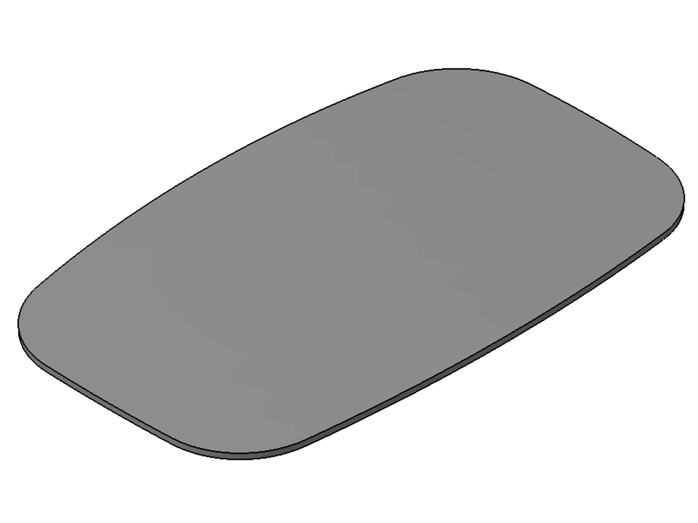 Spegelglas 257x155x3 mm R=2000 tejpat