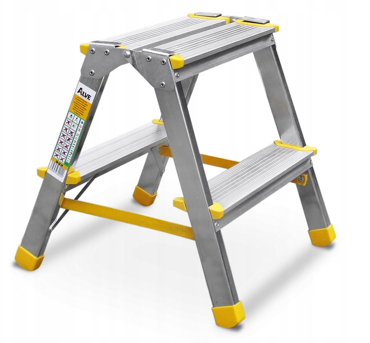 Övriga2 Professionell Dubbelsidig Trappstege 2x2 Steg Aluminium 150 kg, Alve
