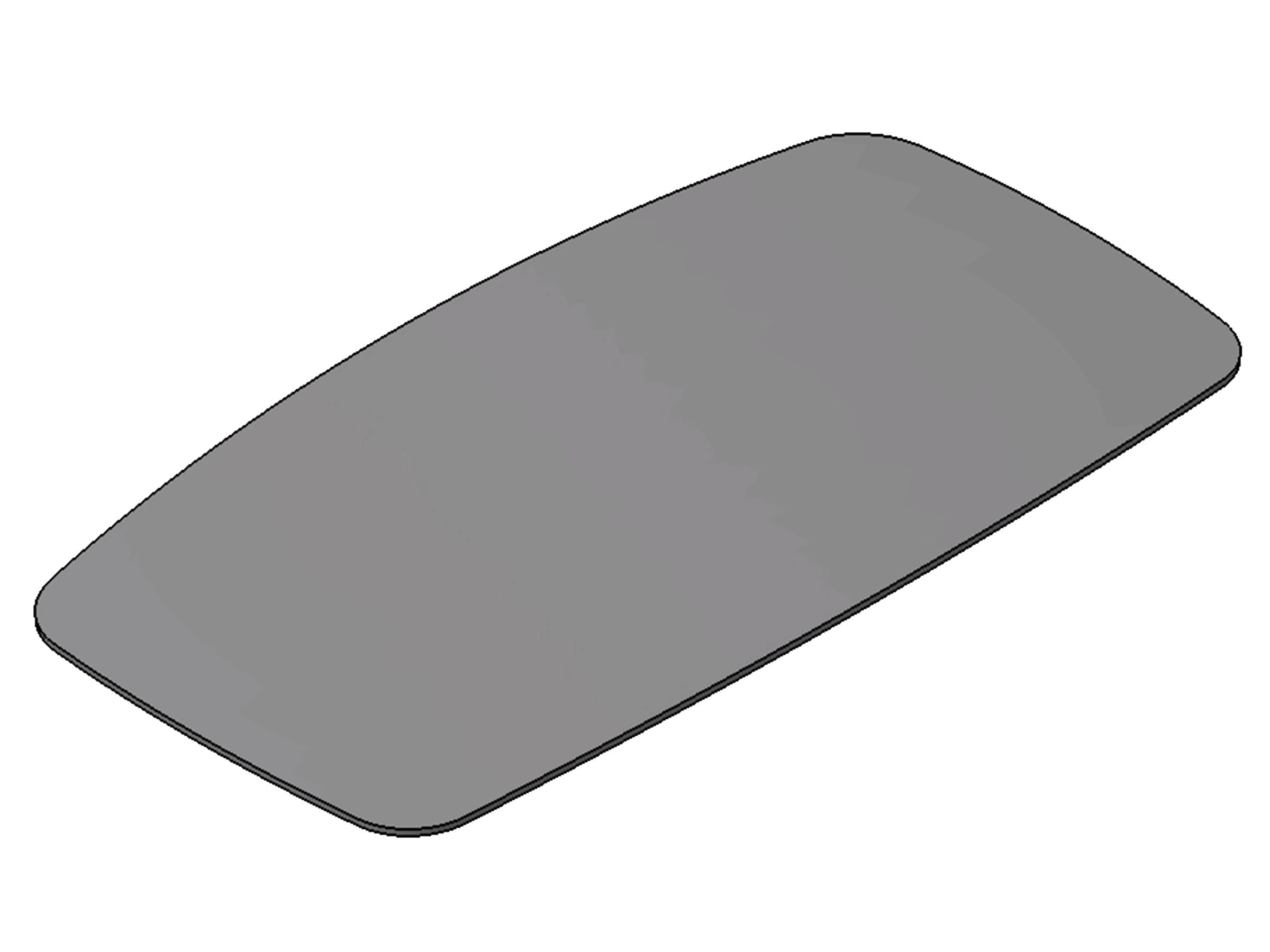 Spegelglas 415x221x3 mm R=2000 tejpat