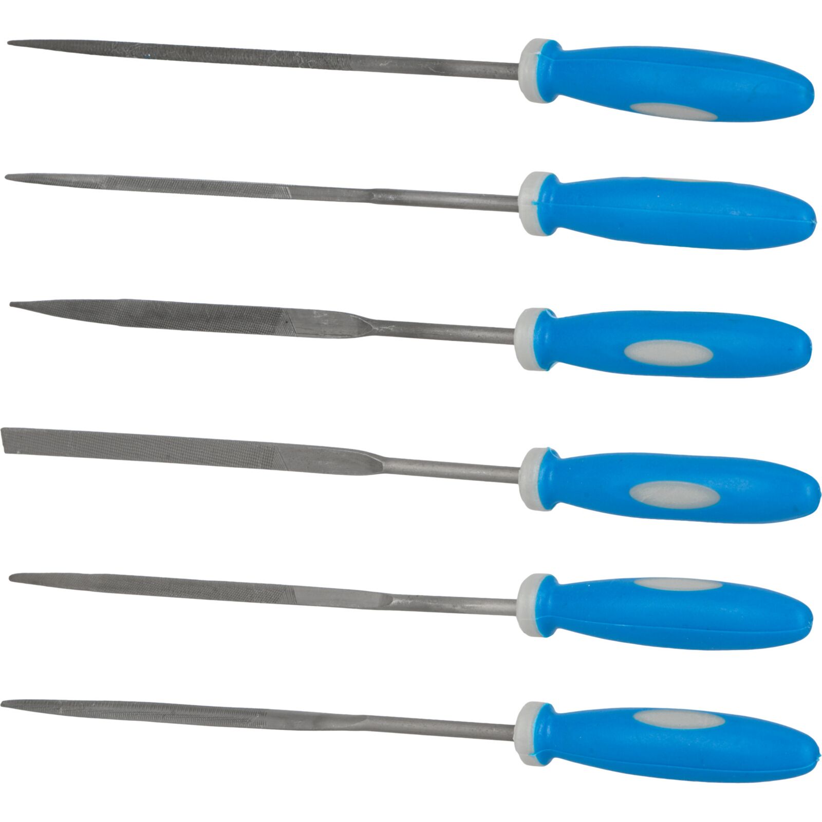 Mega Metallfil, sats 6st, precisionsfilar, 145-150 mm, spårtäthet 2, 58-60 HRC, plastettiu, precisionsverktyg - 2