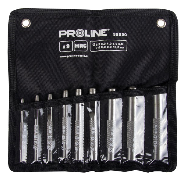 PROLINE TOOLS Stans, hålpipa för läder, sats 9st 2.5-10 mm HRC, Proline