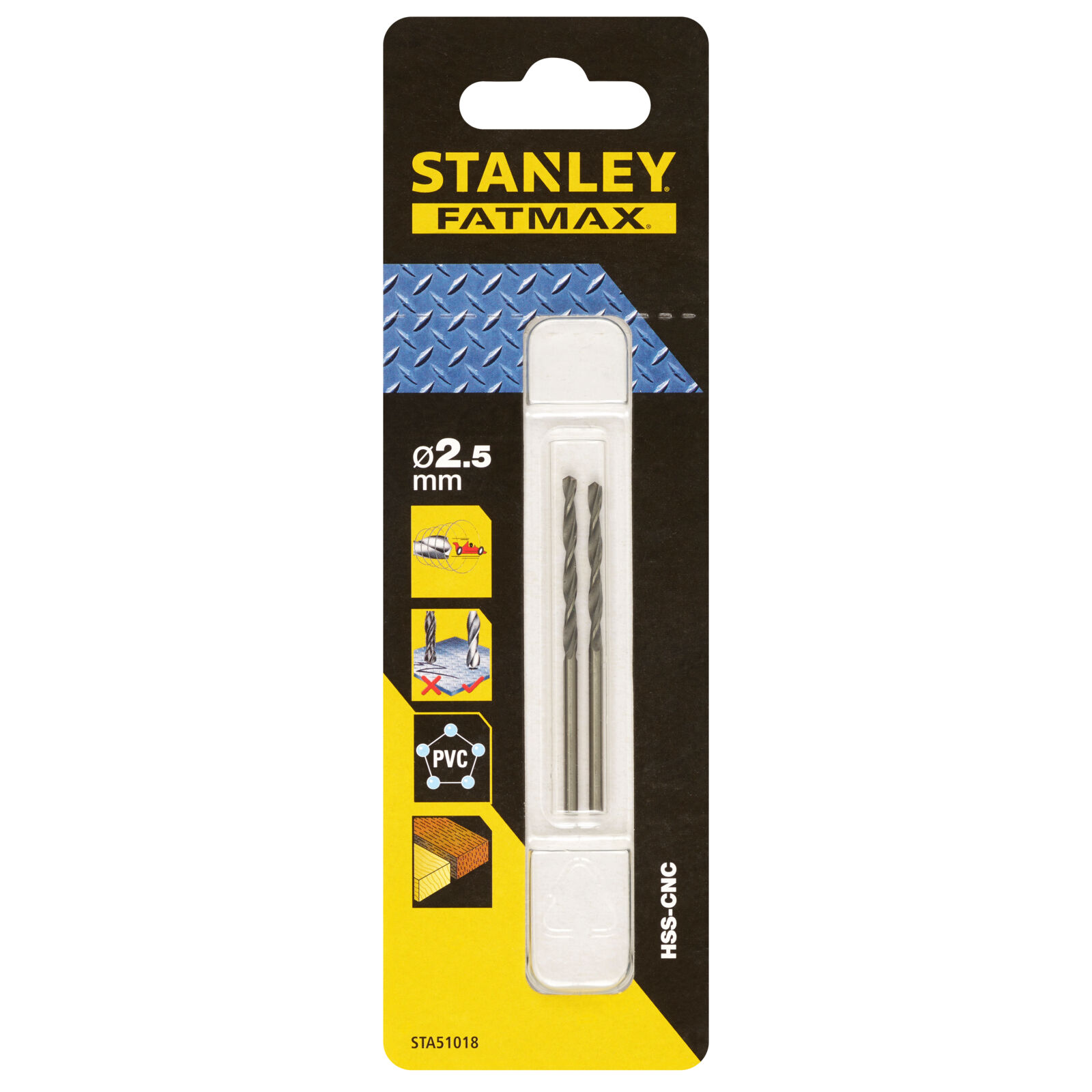 Metallborr HSS-CNC 2.5 x 57 mm FAT MAX, STANLEY - 2