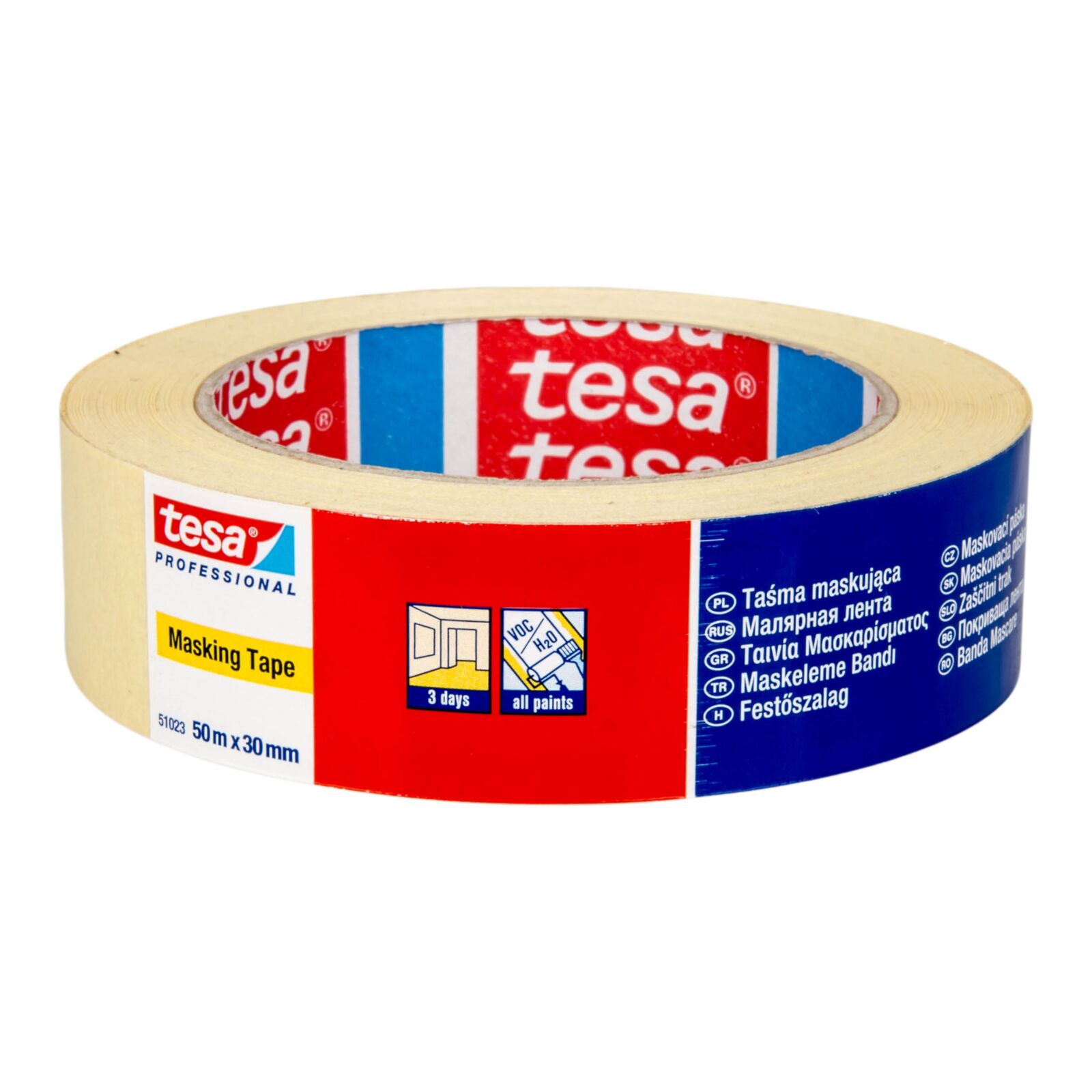 Maskeringstejp, målartejp för proffsbruk 3 dagar 50m:30 mm, Tesa