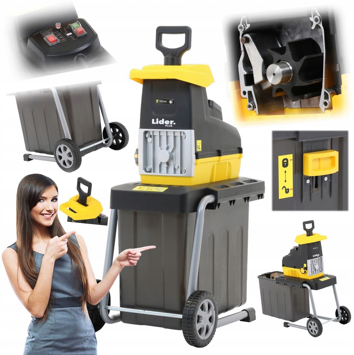 Flismaskin 2800W, kompostkvarn, flishugg, Lider Plus - 10