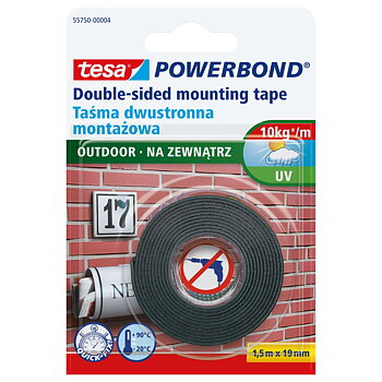 Monteringstejp utomhus, dubbelsidig POWERBOND 1, 5m:19 mm, Tesa