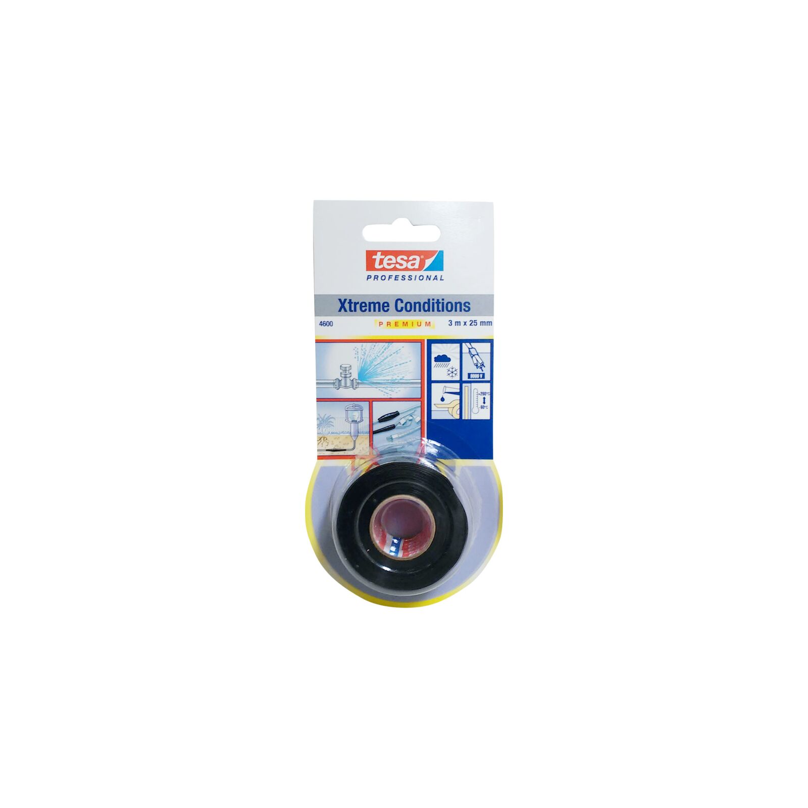 Gängtätning Xtreme, silikontape för tätning av rör 25 mm, 3 meter, svart, Tesa® 4600 Professional