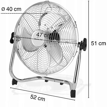 Stor kraftfull fläkt 50 cm (20) 120W, golvmodell, ganska tyst, 3 hastigheter, justerbar vinkel, Mission Air