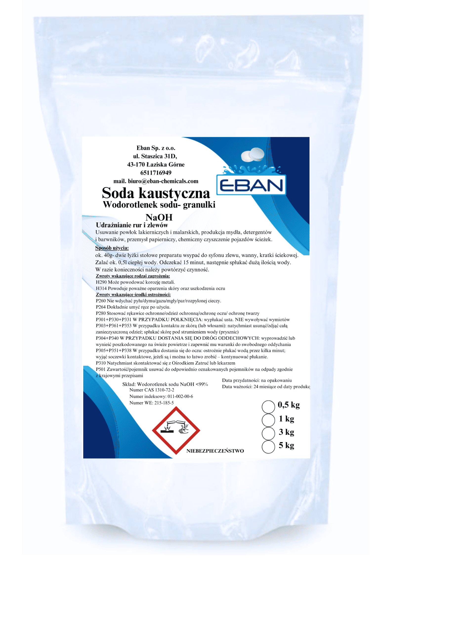 Kaustiksoda 5L 99% rent, Eban - 3