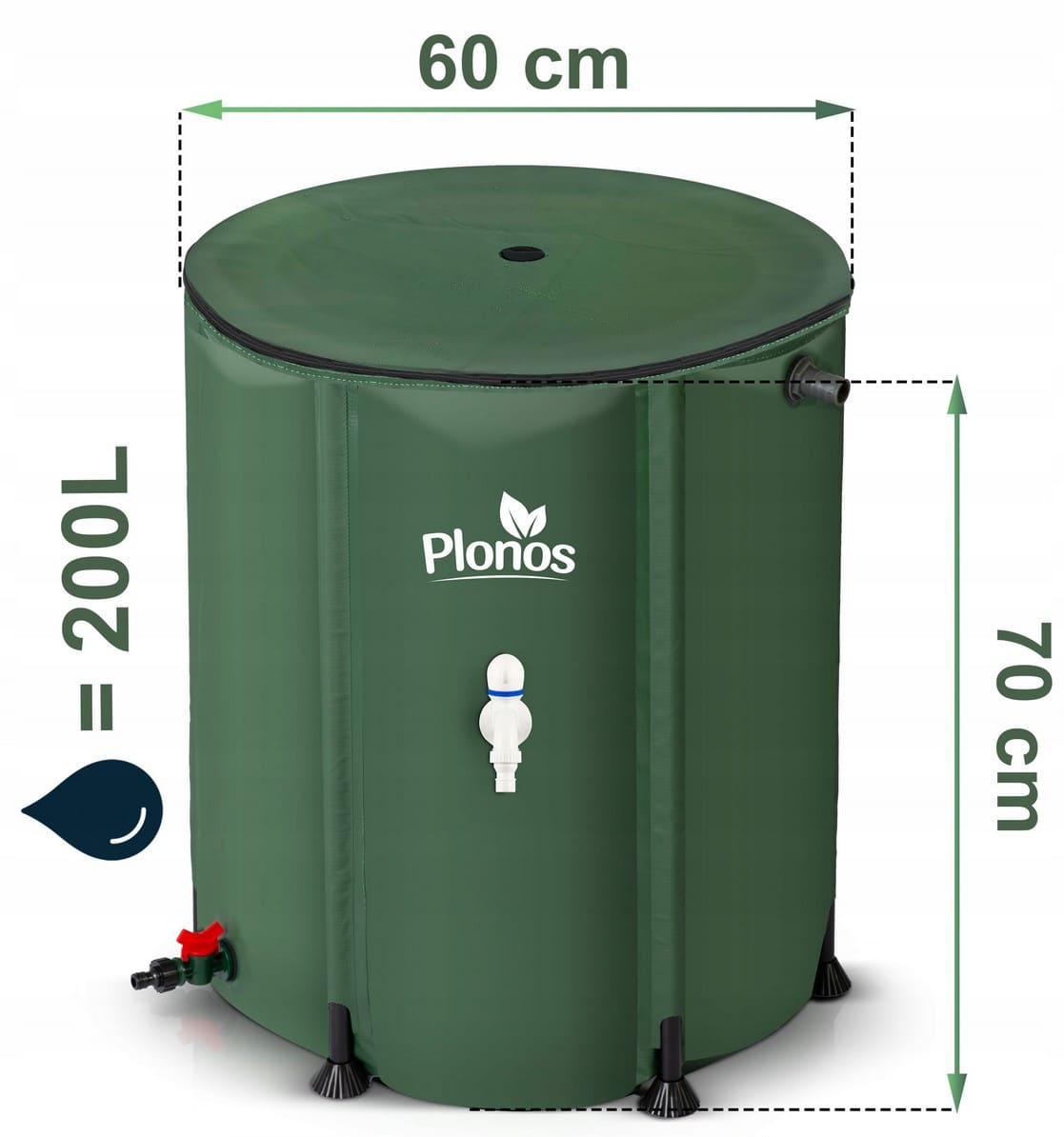Vattentunna 200-1000L, hopfällbar regnvattentunna, regnvattentank, Plonos (Mängd (Liter) : 1000) - 3