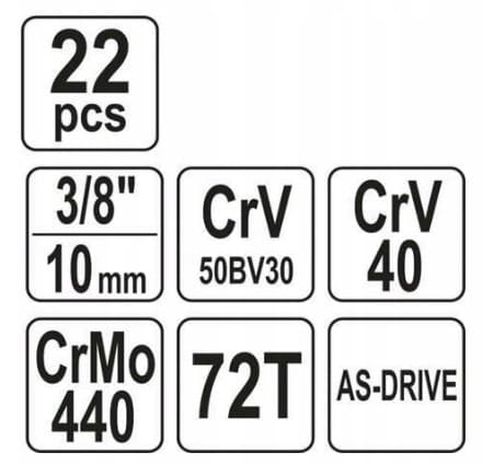 Hylsnyckelsats 3/822 Delar, YATO - 6