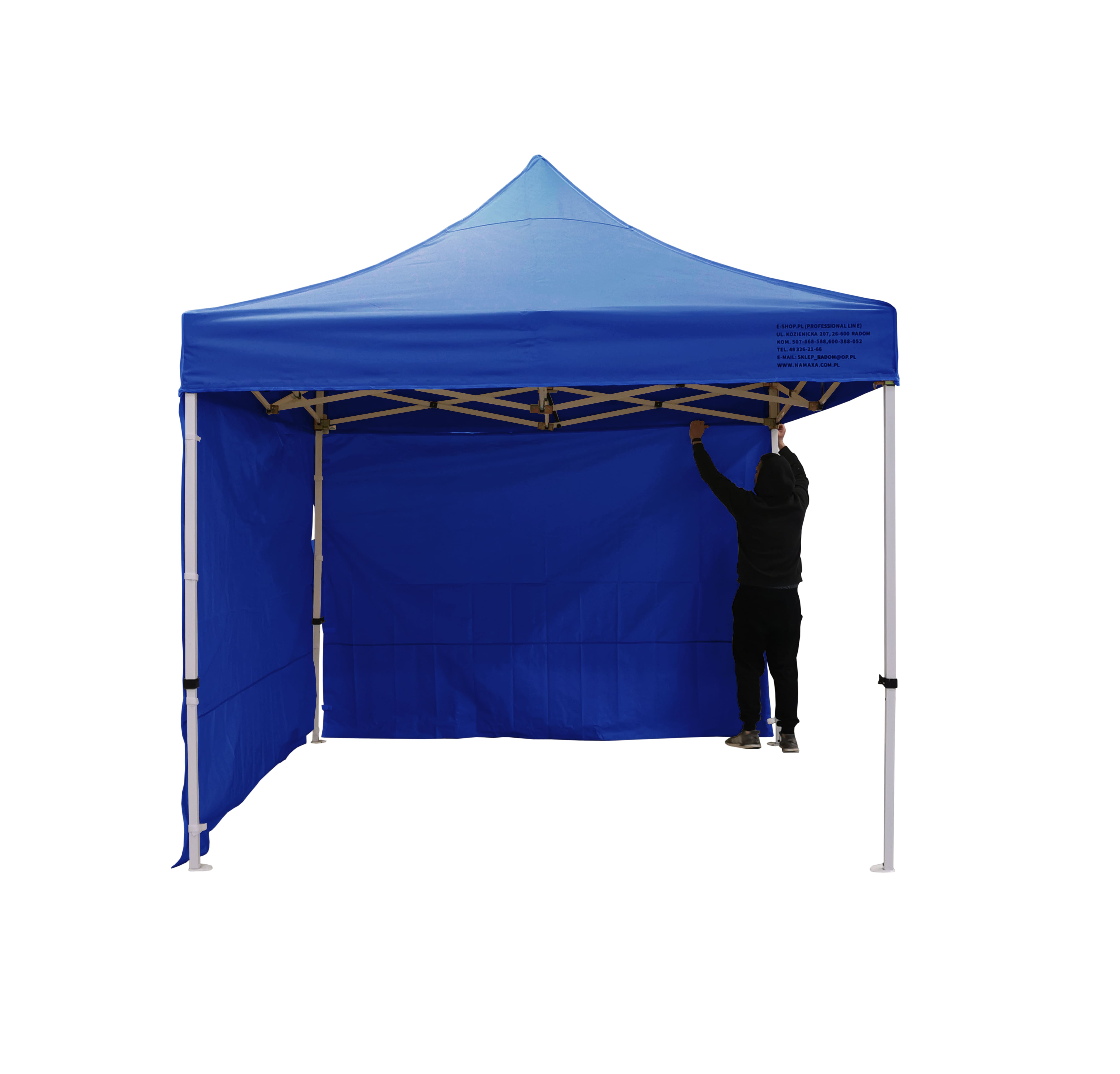 Premium popup tält 3 x 3m med 4 x 4 cm ben, robust handelstält, Namaxa (Tältväggar : 3 väggar, utan framvägg) - 9