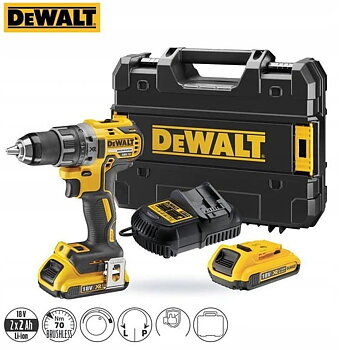 Borrskruvdragare, skruvdragare 18V sladdlös 2 x 4, 0Ah inkl. väska, laddare, DEWALT DCD791M2