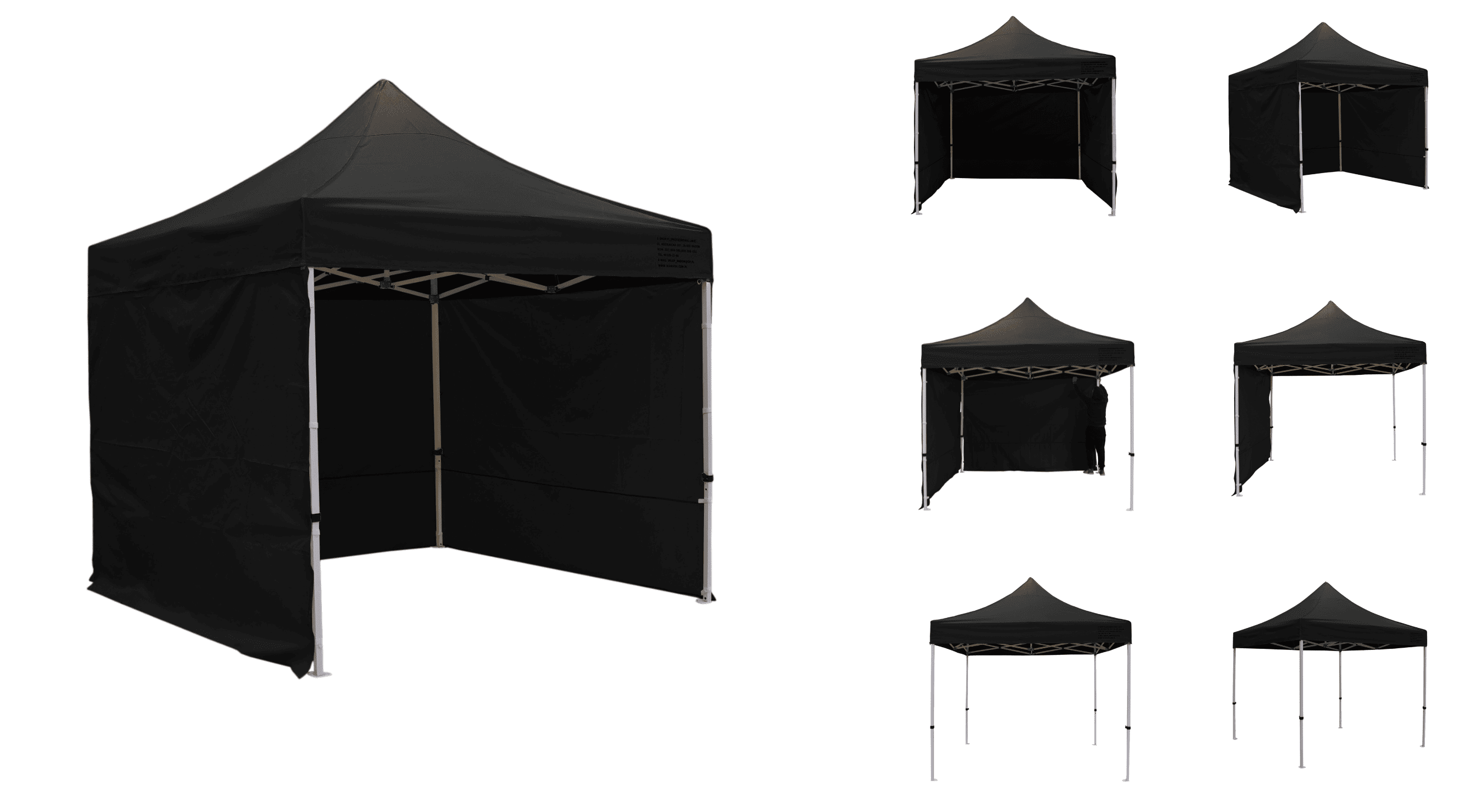 Premium popup tält 3 x 4.5m med 4 x 4 cm ben, robust handelstält, Namaxa (Tältväggar : 3 väggar, utan framvägg) - 2