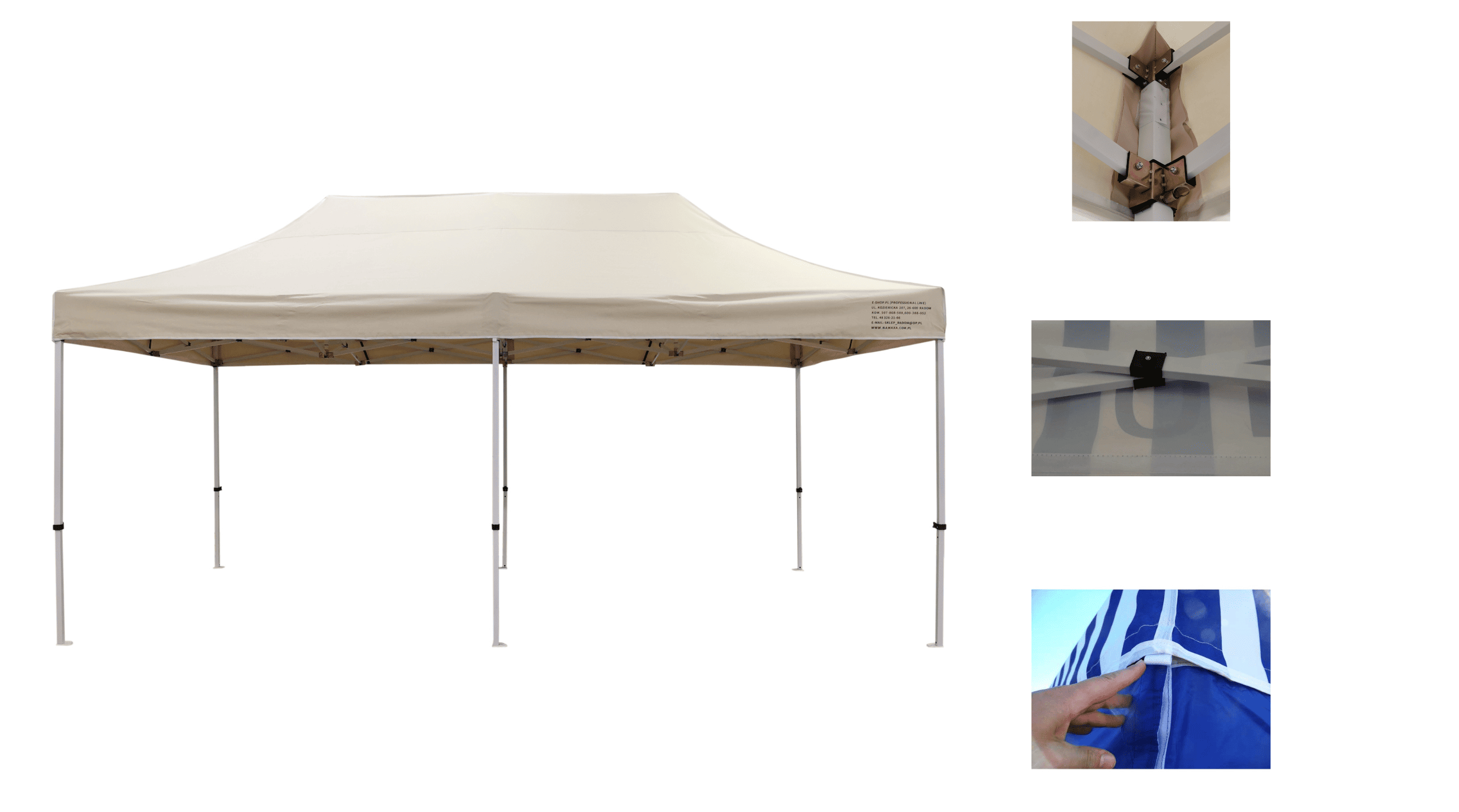 Premium popup tält 3 x 6m med 4 x 4 cm ben, robust handelstält, Namaxa (Tältväggar : 3 väggar, utan framvägg) - 10