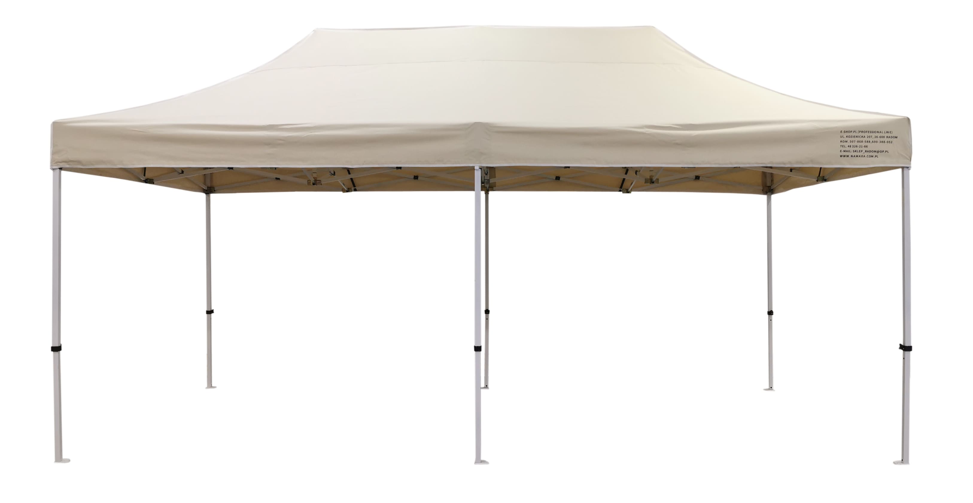 Premium popup tält 3 x 6m med 4 x 4 cm ben, robust handelstält, Namaxa (Tältväggar : 6m framvägg med dörr) - 6
