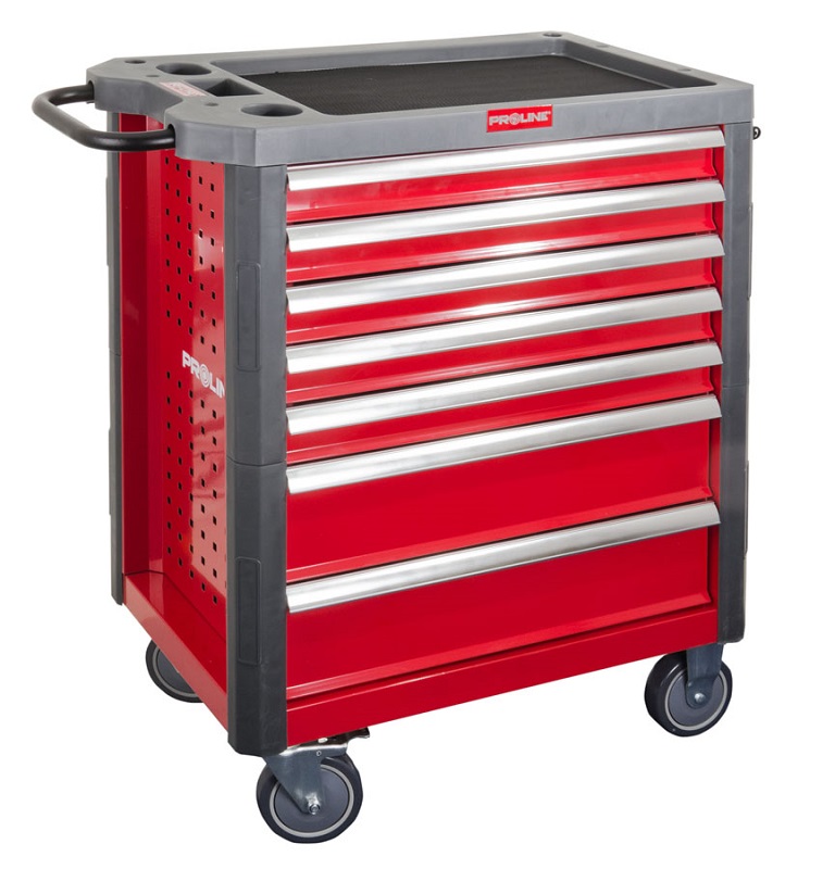 PROLINE TOOLS Verktygsvagn 7 utdragbara lådor 706 x 450 x 800 mm, 15 mm, Proline