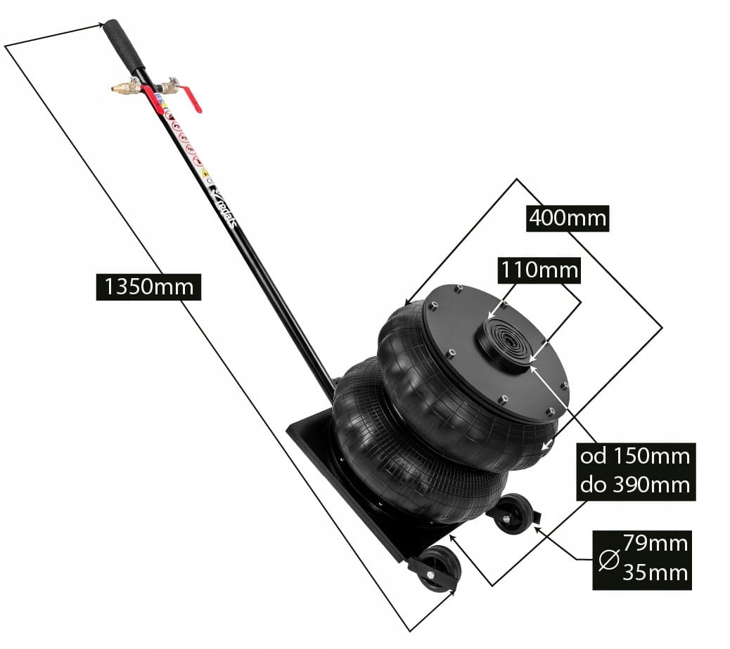 Övriga4 8T Pneumatisk Luftdomkraft, Professionell domkraft, höjd 150-400 mm, Redats - 2