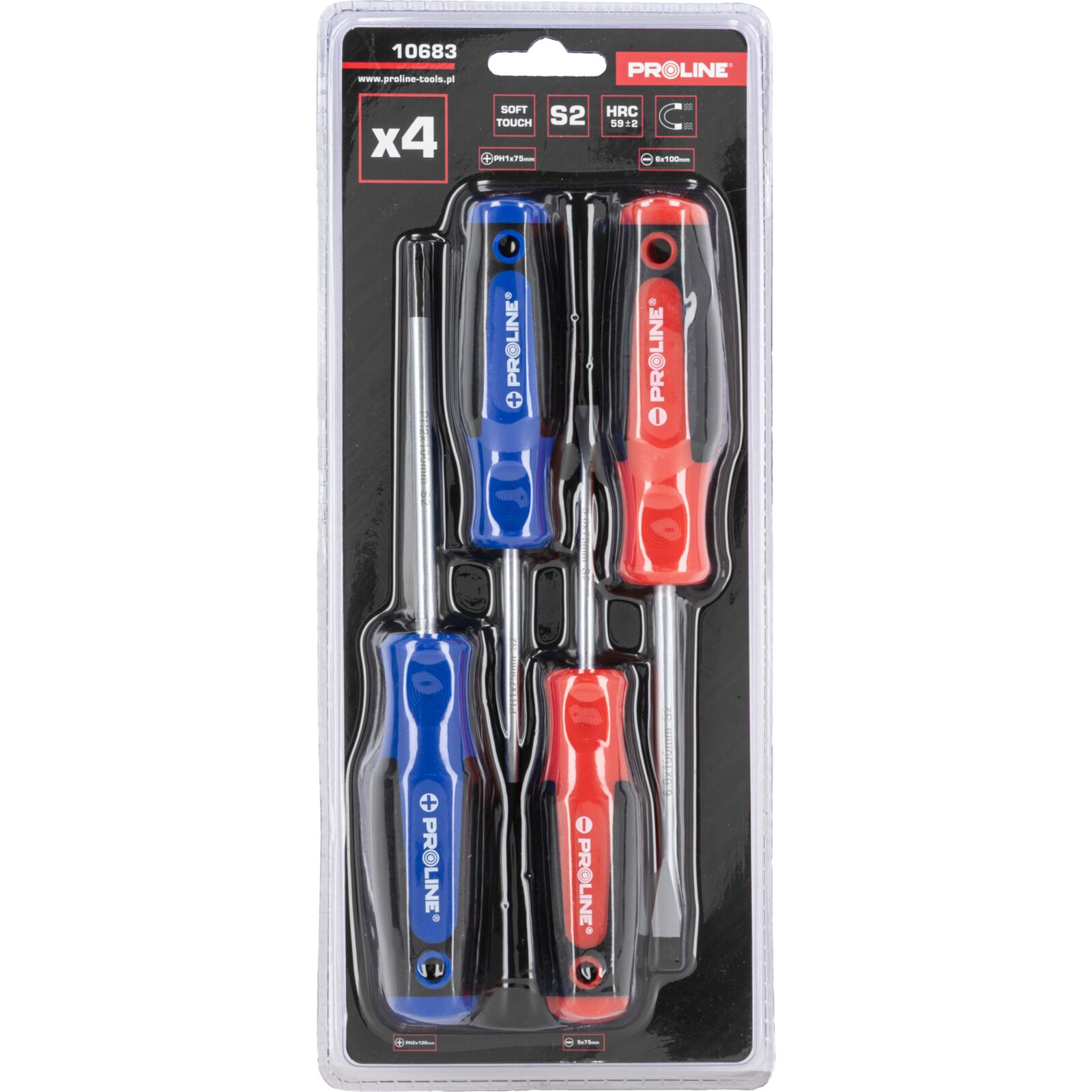 PROLINE TOOLS Skruvmejselsats 4 Delar, Soft-Touch, S2, Magnet, Proline - 7