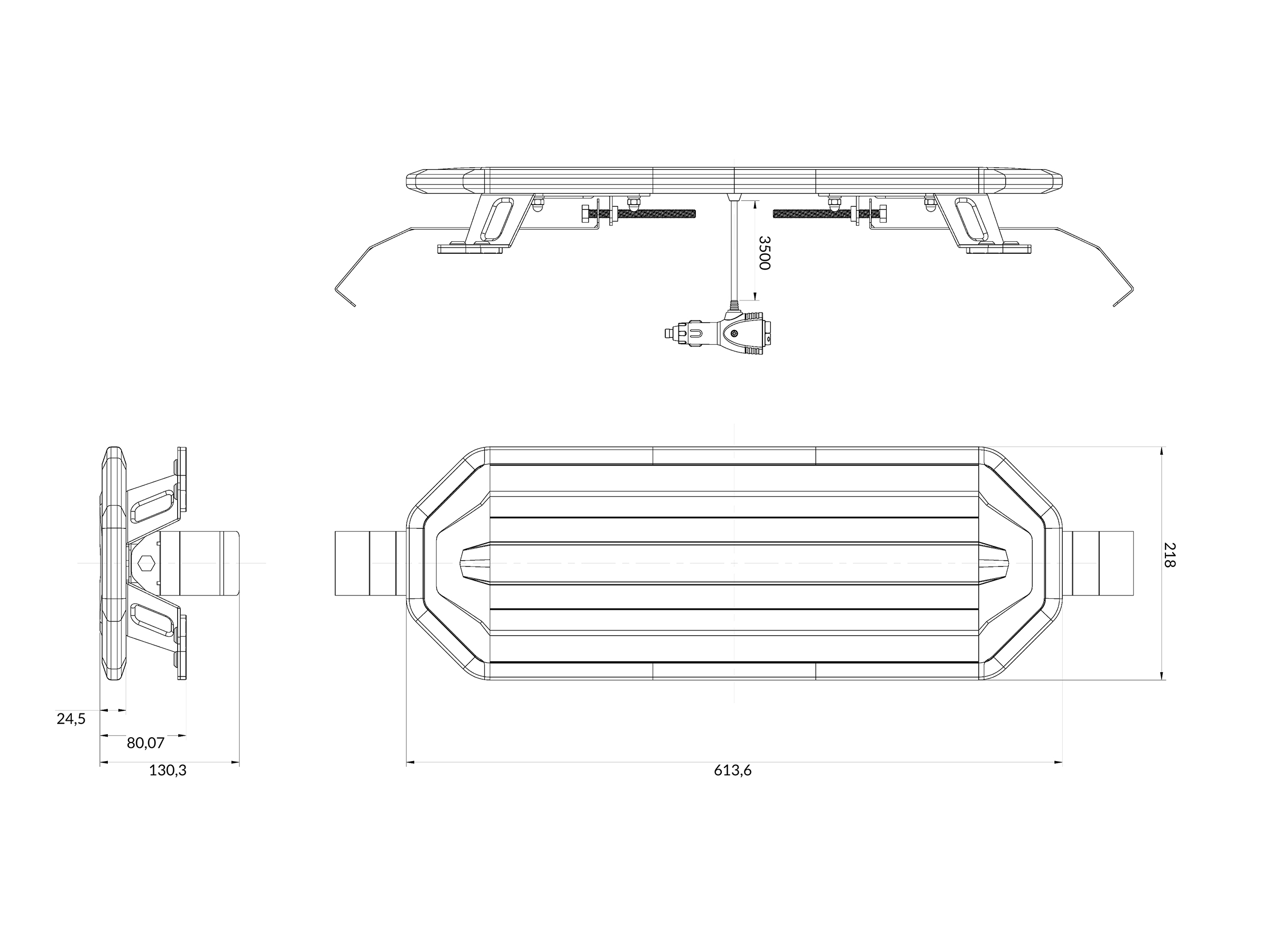 BriodLights Horizon LED varningsljusramp 24” (613 mm) – 5 st - 2