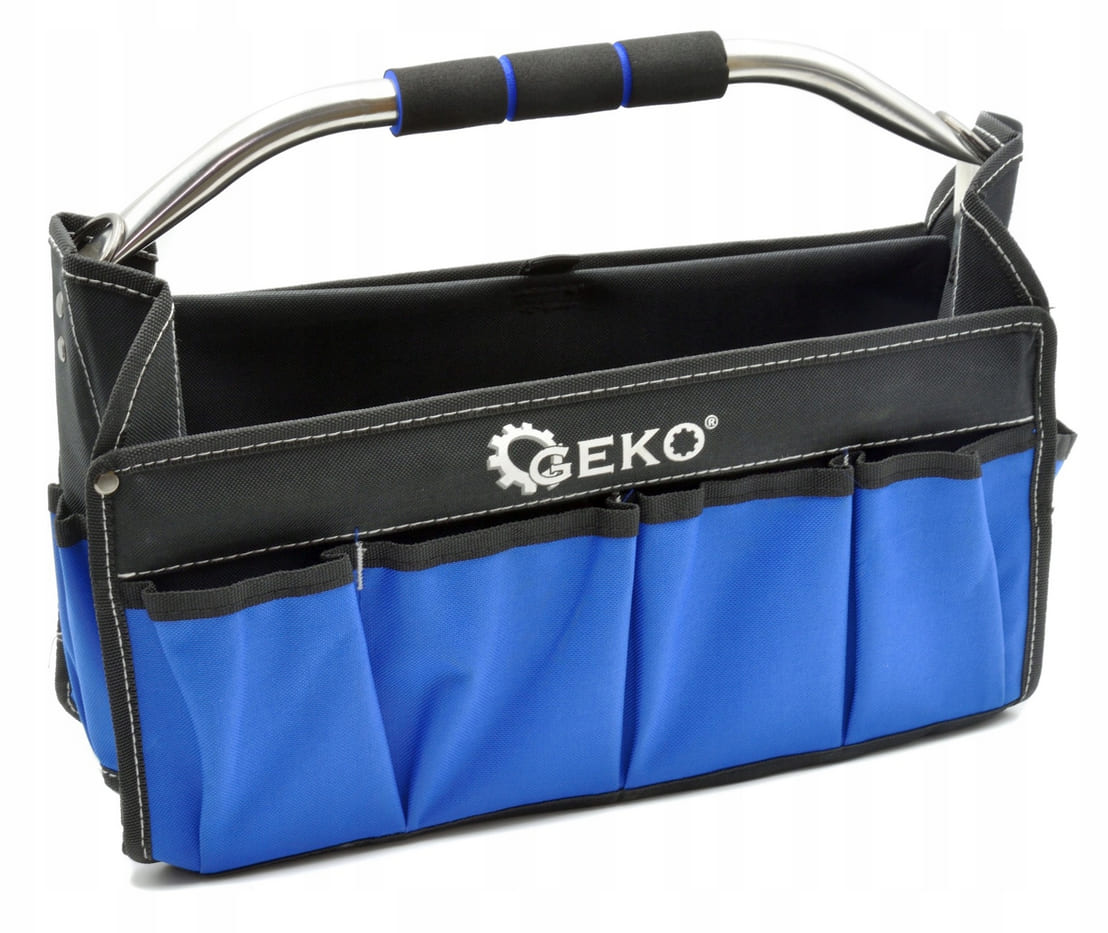 Verktygsväska öppen 49 x 23 x 28 cm, metallhandtag, 600D polyester, förstärkt botten, Geko