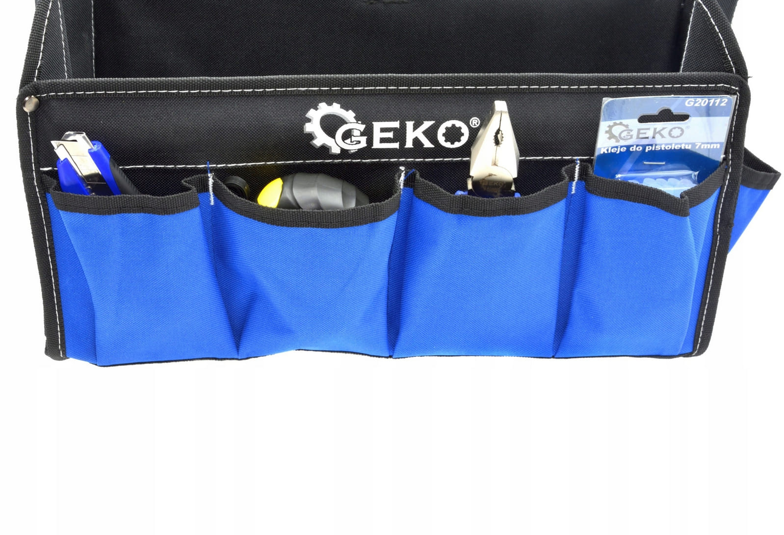 Verktygsväska öppen 49 x 23 x 28 cm, metallhandtag, 600D polyester, förstärkt botten, Geko - 7