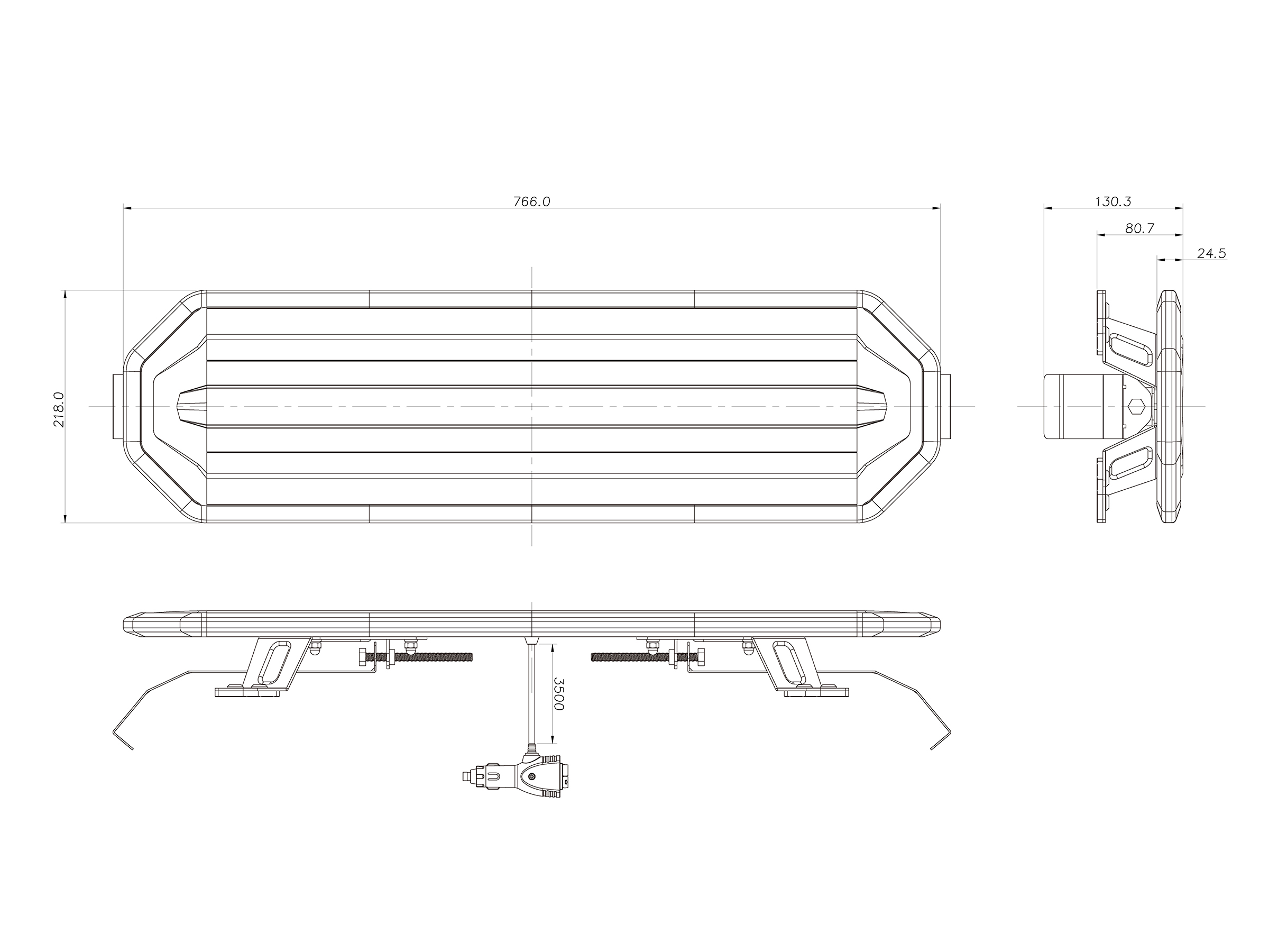 BriodLights Horizon LED varningsljusramp 30” (766 mm) – 10 st - 2