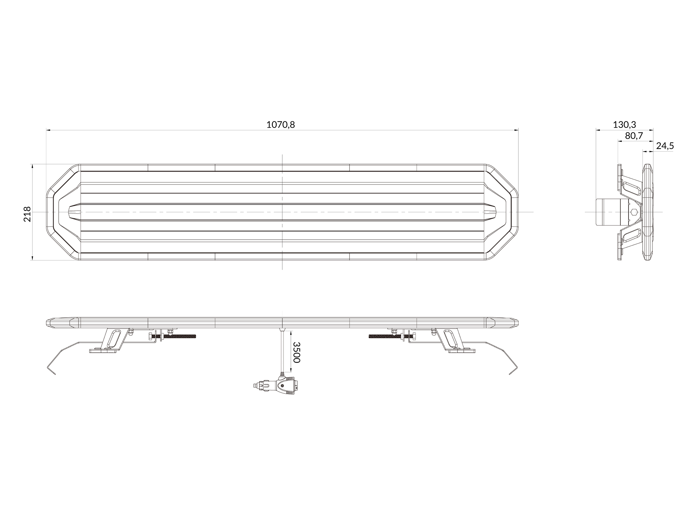 BriodLights Horizon LED varningsljusramp 42” (1070 mm) – 5 st - 2