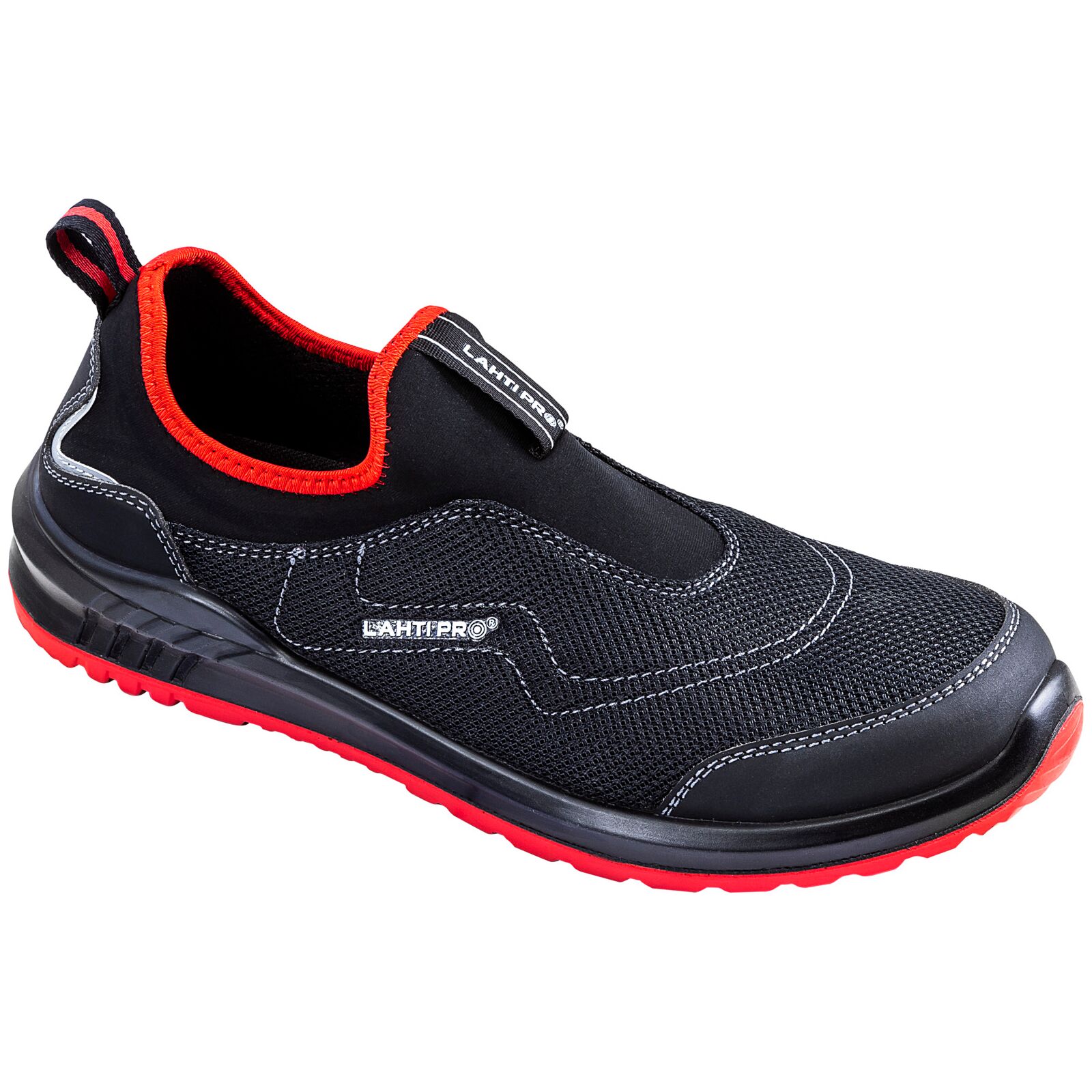 LahtiPro Shoes, Without Laces, 3D Mesh, Black-Red, S1P Src, CE, LAHTI (Skostorlek : 36)