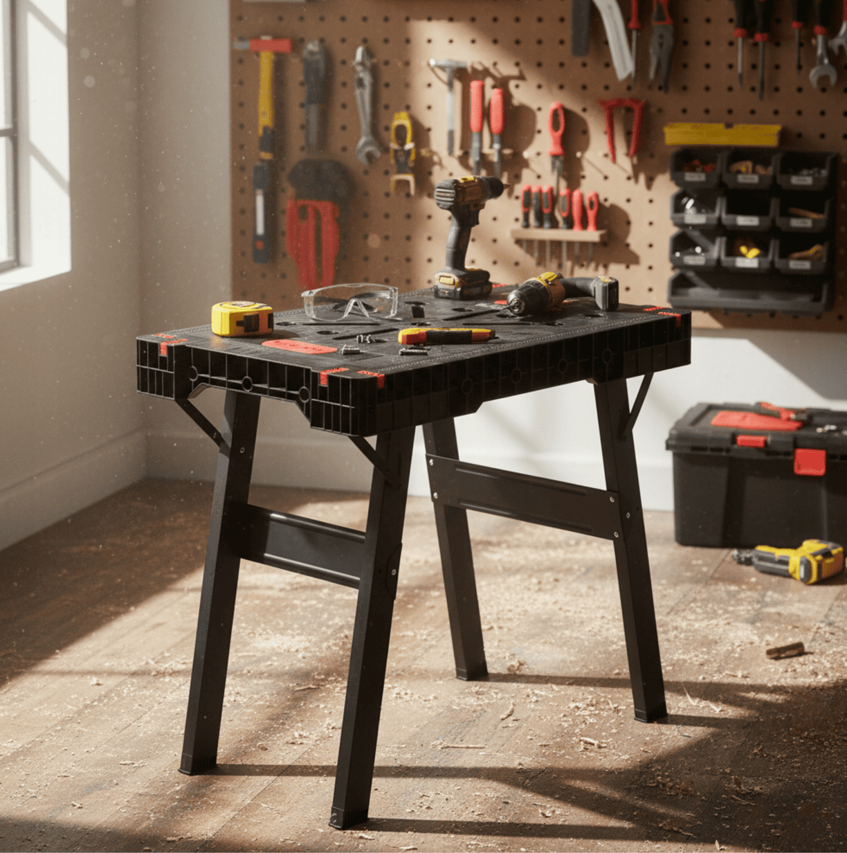 PROLINE TOOLS Hopfällbart Arbetsbord 150 kg 860 x 550 mm Klämfästhål Länkningsbeslag Snabbfäste, Proline - 16