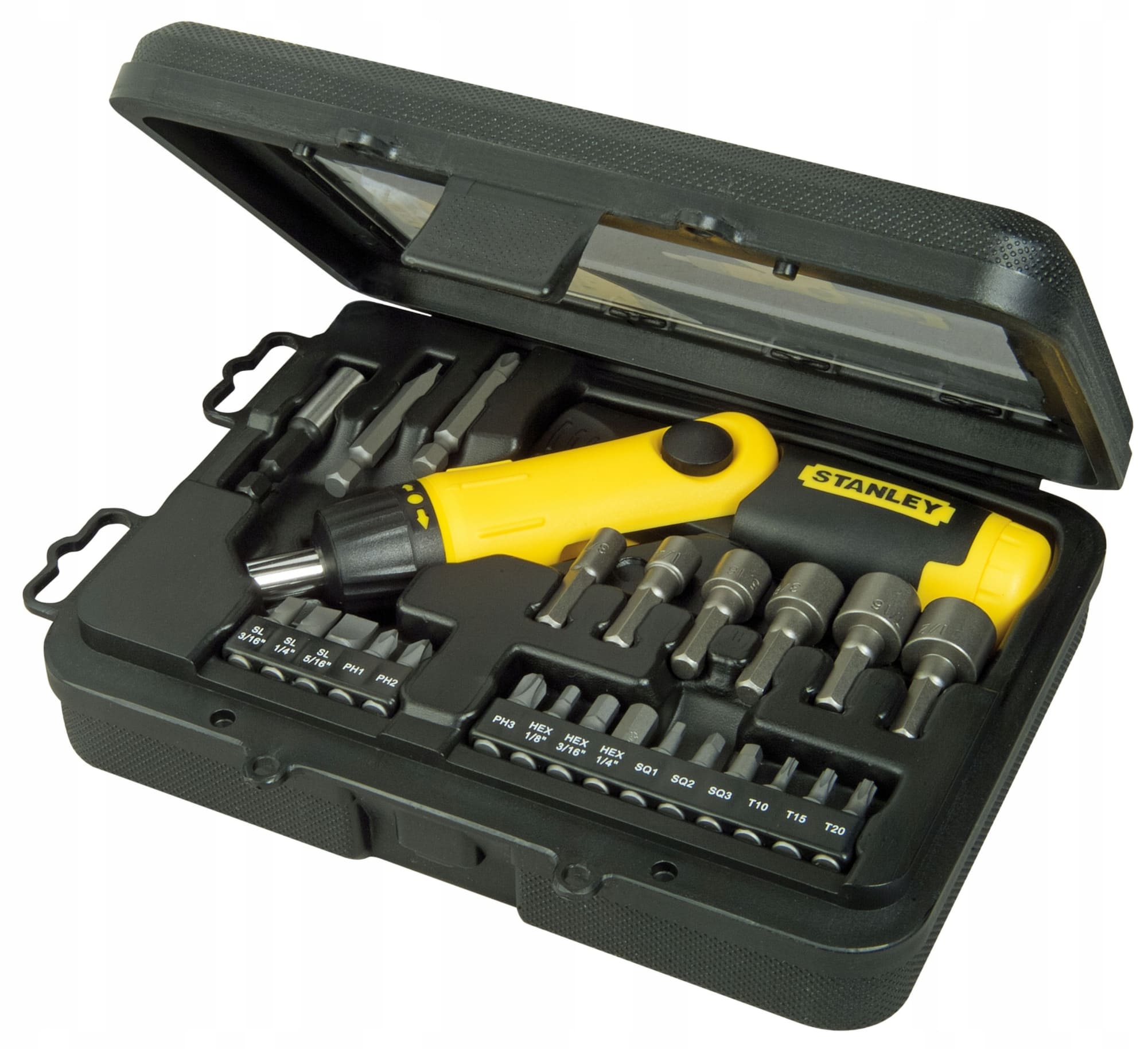 Skruvmejselset med pistolhandtag, 22 delar (bits PH, TORX, Hylsor m.m.), STANLEY