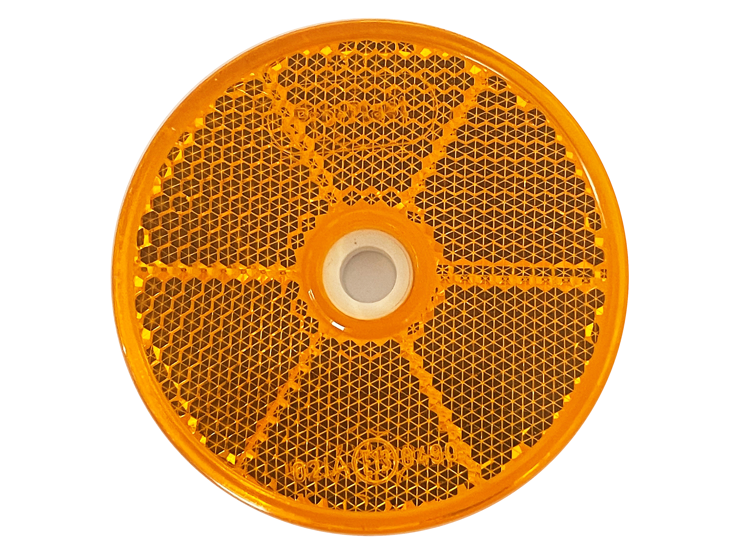Reflex orange 60 mm, centrumhål, självhäftande baksida