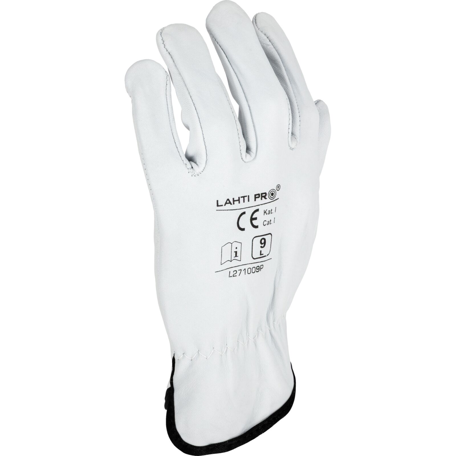 LahtiPro Handskar, äkta getskin, vita, st. 9, CE, EN 420, LAHTI PRO L2710 - 2