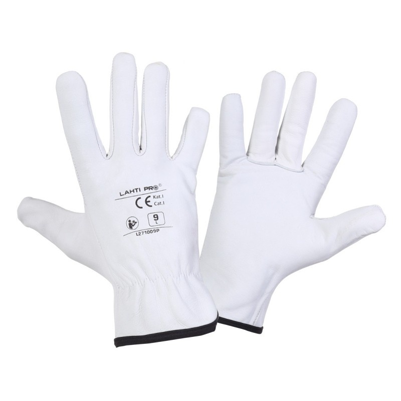 LahtiPro Handskar, äkta getskin, vita, st. 11, CE, EN 420, LAHTI PRO L2710