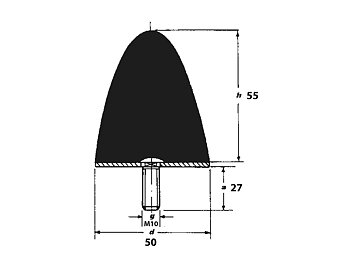 Ändstopp 50x55 mm med M10 gänga