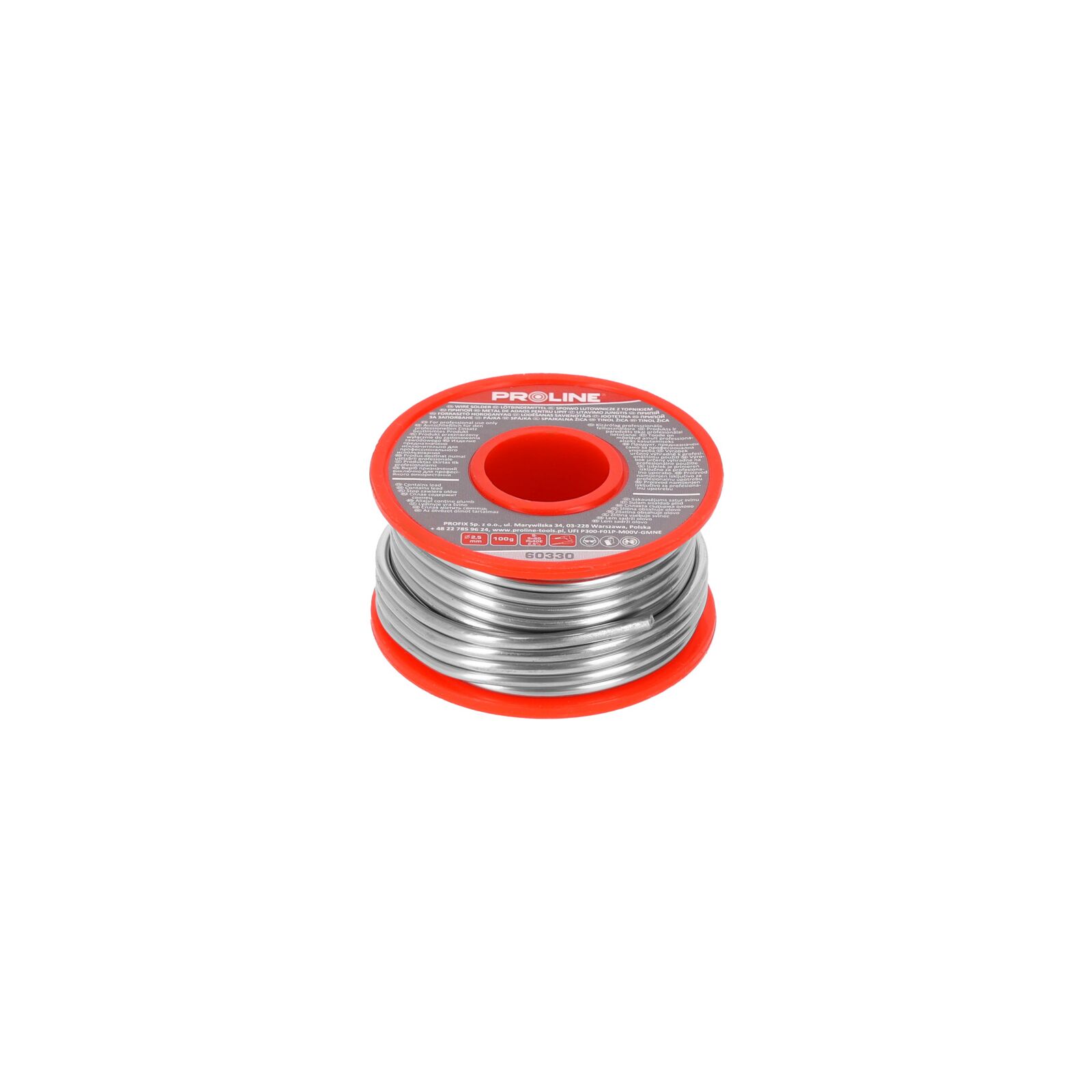 PROLINE TOOLS Lödtråd 60/40/2, 5%, Dia=2, 50 mm, 100g Spole, Proline
