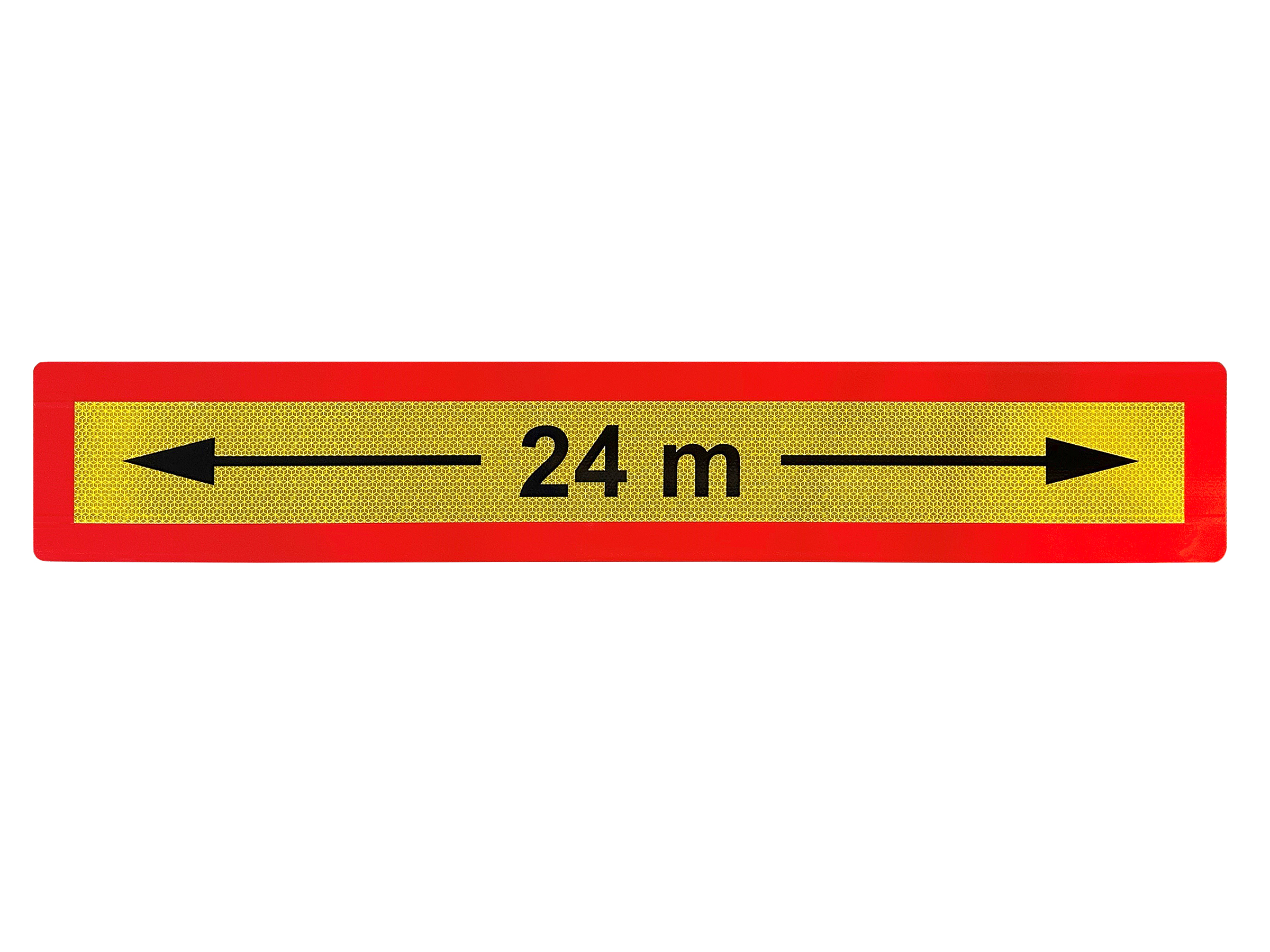 Skylt "24 m", 1132x197x2 mm i aluminium