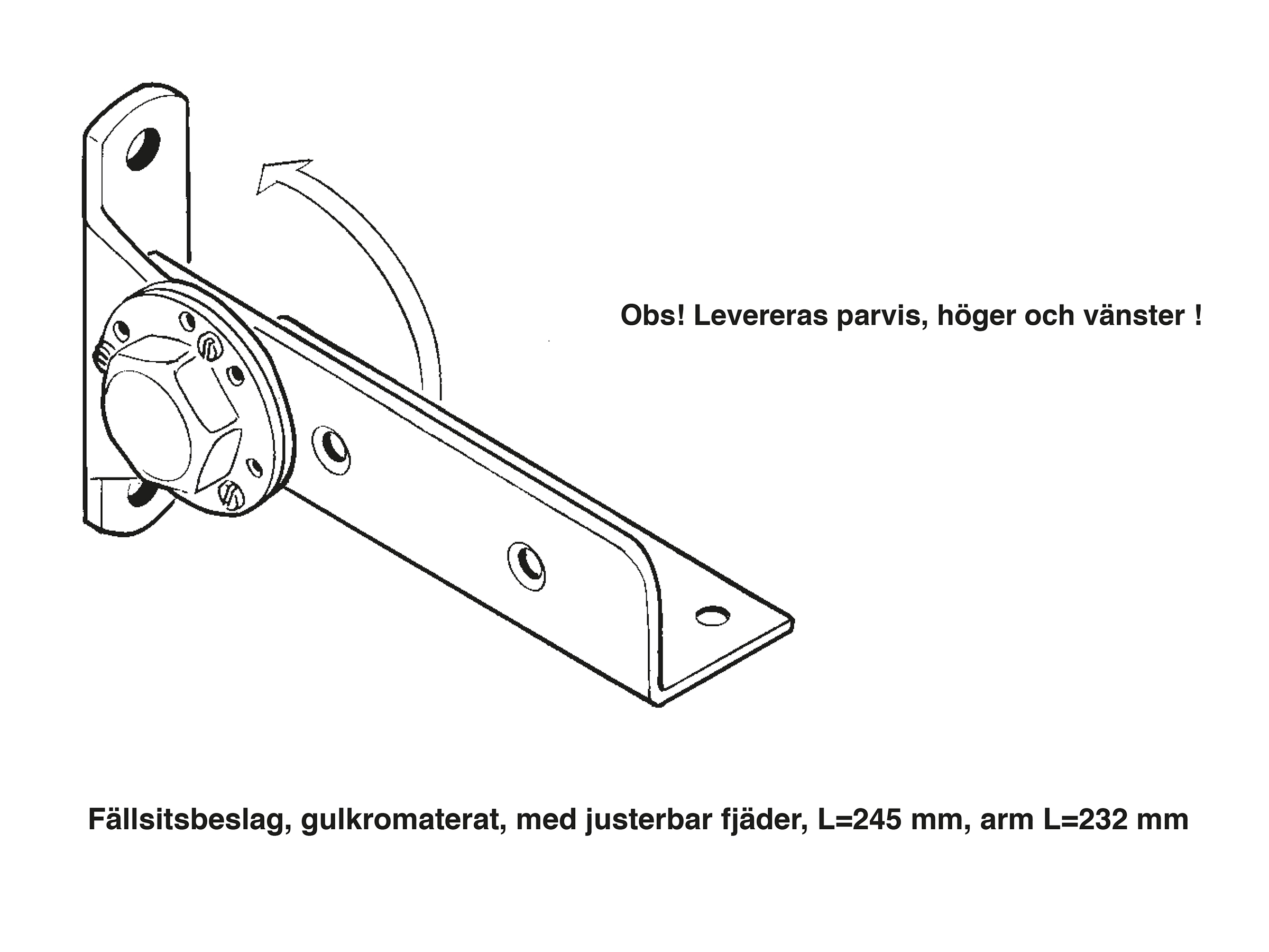 Fällsitsbeslag 245 mm