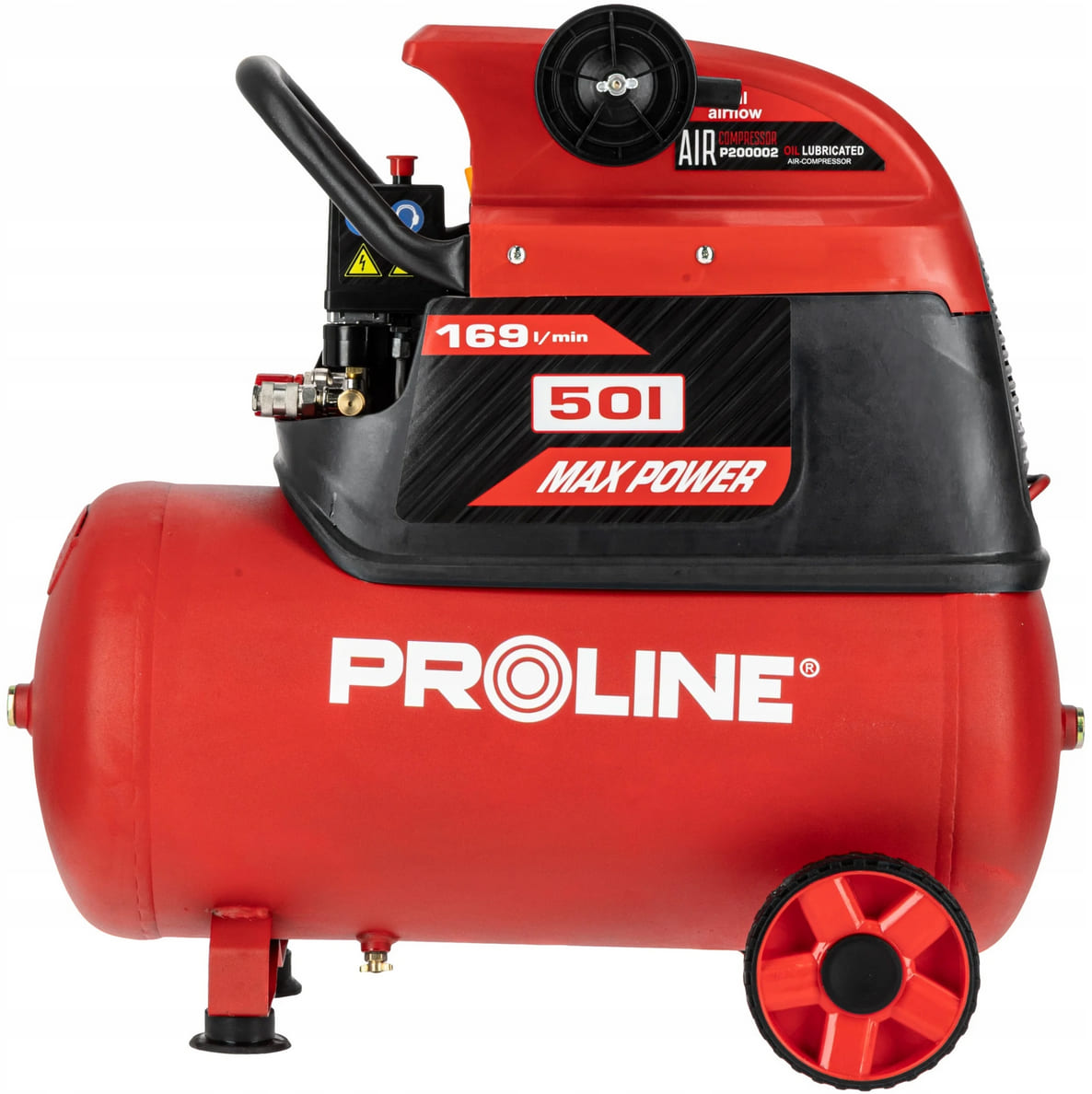 PROLINE TOOLS Oljesmord Kompressor 50L, 169 l/min, 8 bar, 1500W, 26 kg, Proline - 7