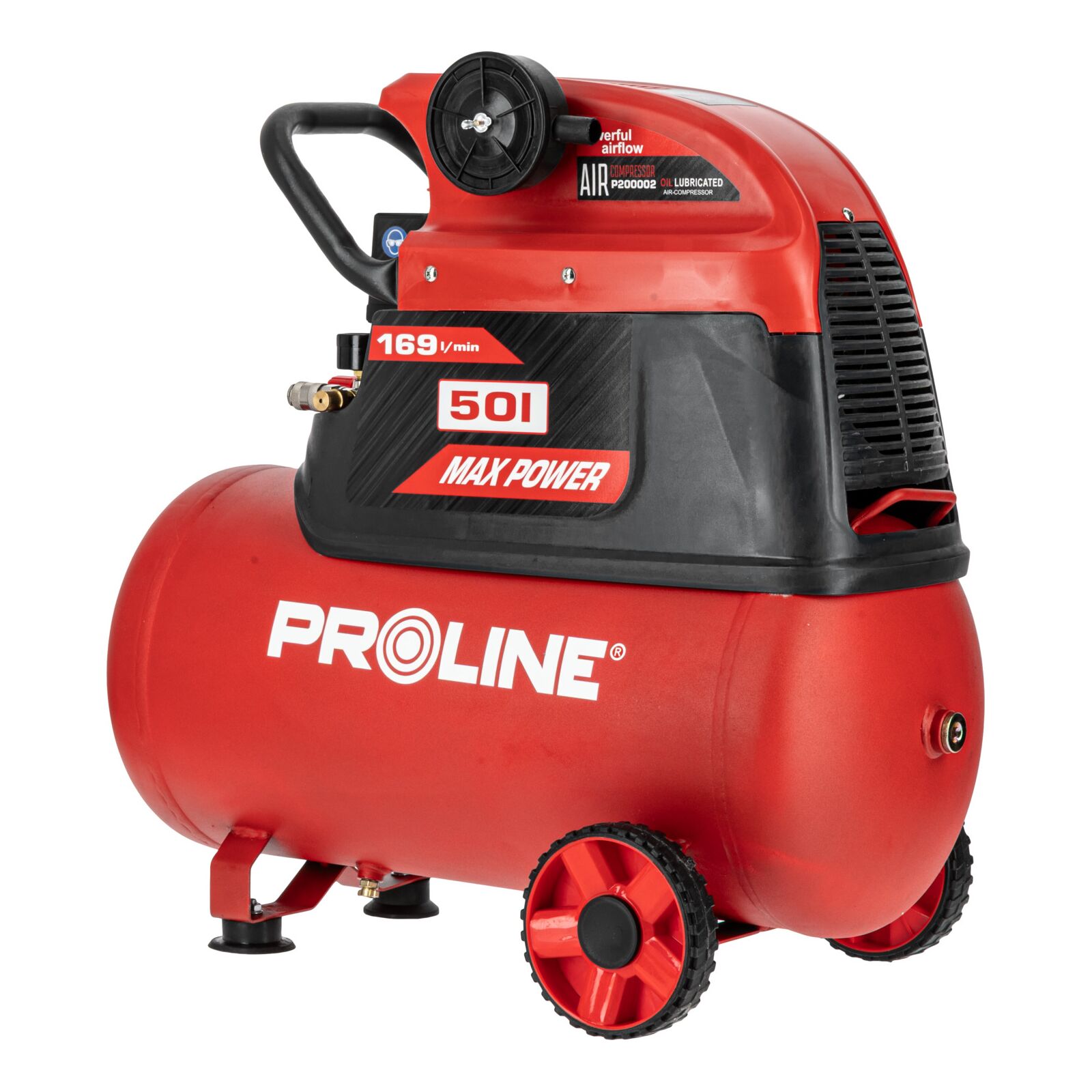 PROLINE TOOLS Oljesmord Kompressor 50L, 169 l/min, 8 bar, 1500W, 26 kg, Proline - 6