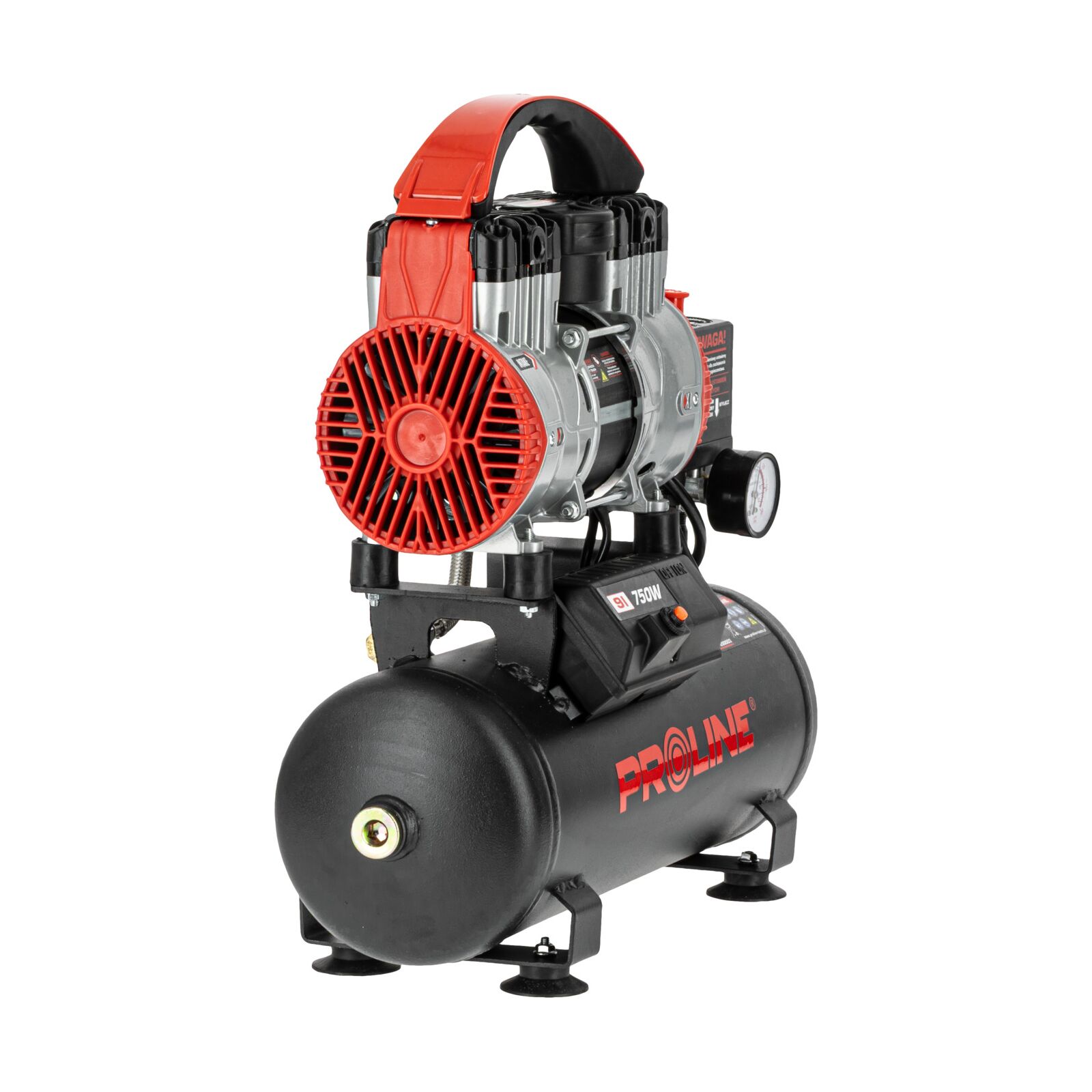 PROLINE TOOLS Olje-fri Kompressor 9L, 750W, 8BAR, 167L/MIN, 58.1 dB, 15 kg, 3-lagers Stål, Proline - 6