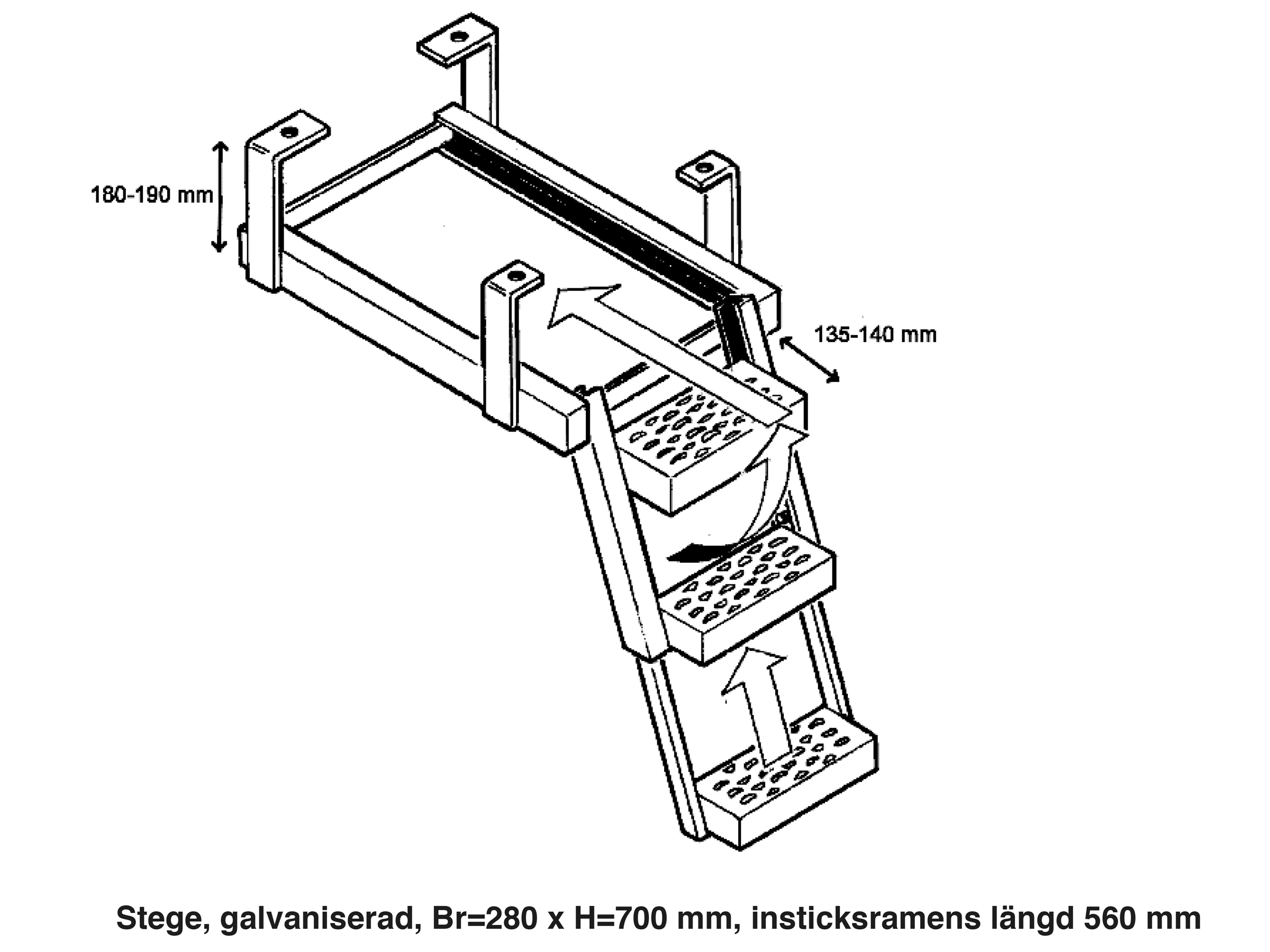 Stege utdragbar galvad 280x700 mm - 2