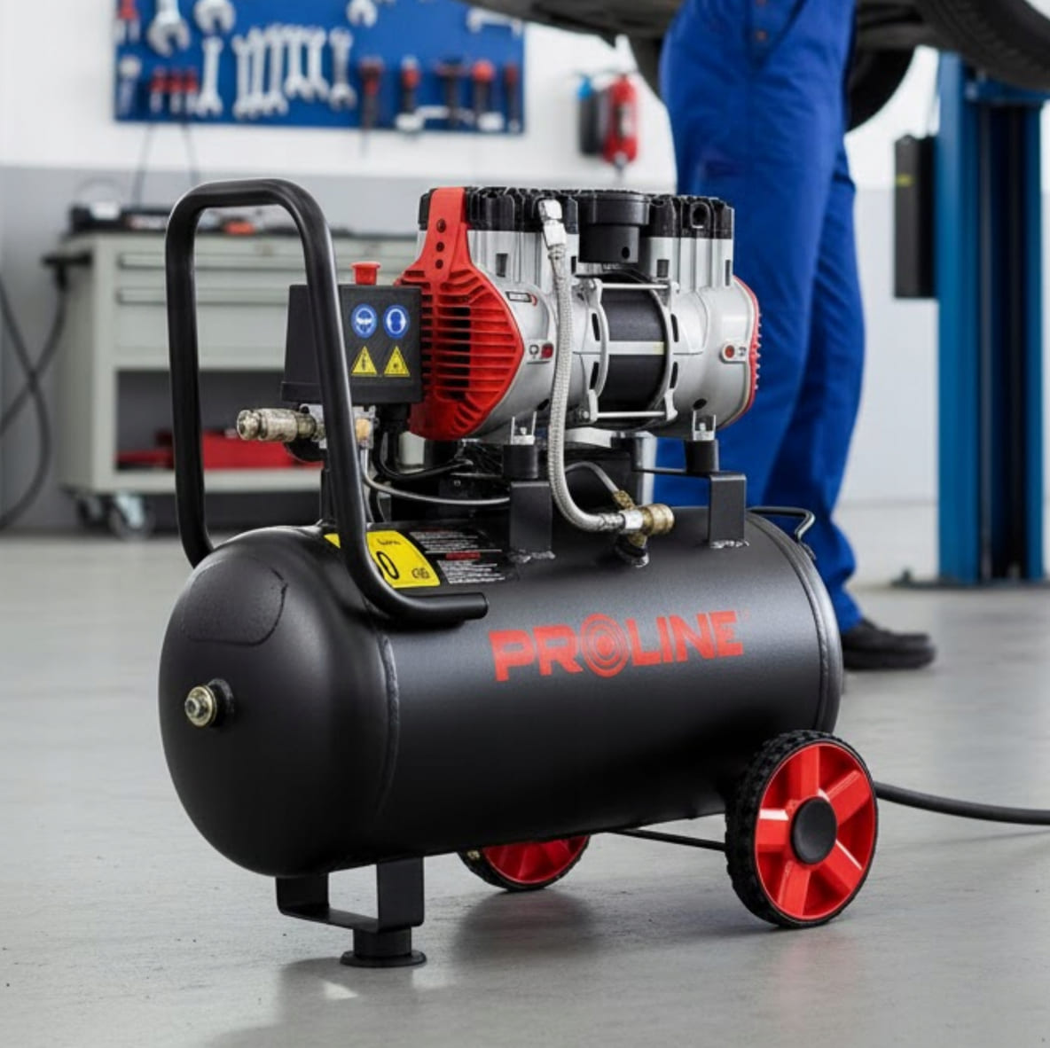 PROLINE TOOLS Olje-fri Kompressor 24L, 750W, 8BAR, 167L/MIN, Tyst Drift, Proline - 7