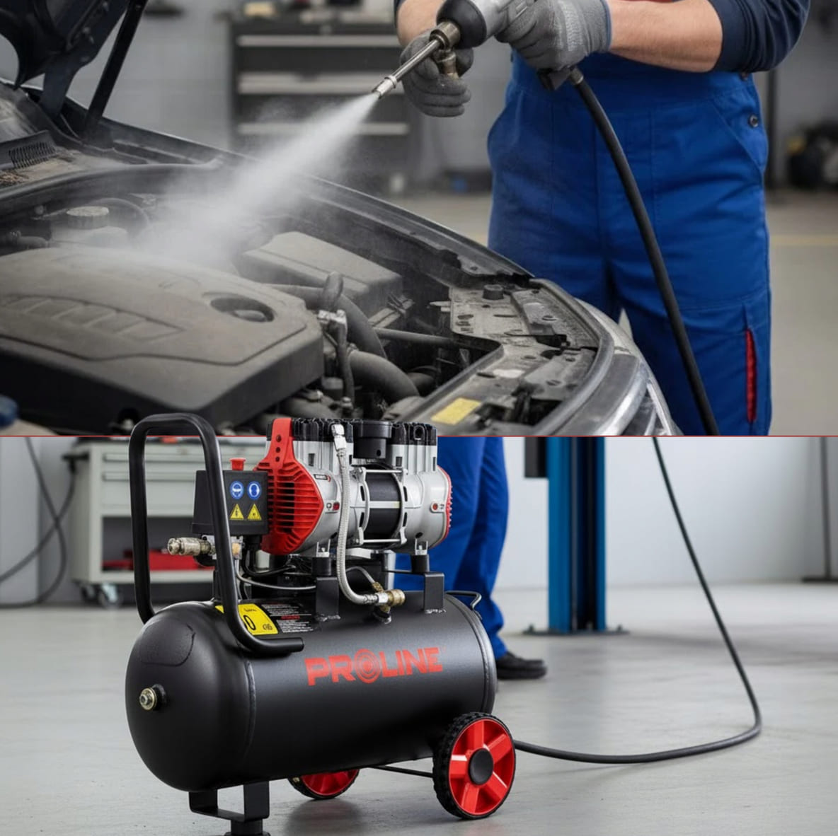 PROLINE TOOLS Olje-fri Kompressor 24L, 750W, 8BAR, 167L/MIN, Tyst Drift, Proline - 8