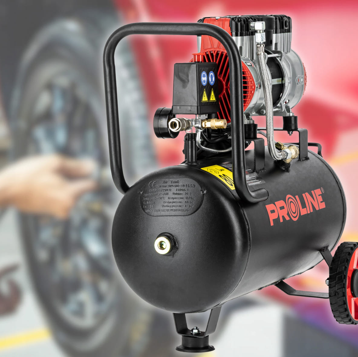 PROLINE TOOLS Olje-fri Kompressor 24L, 750W, 8BAR, 167L/MIN, Tyst Drift, Proline - 9