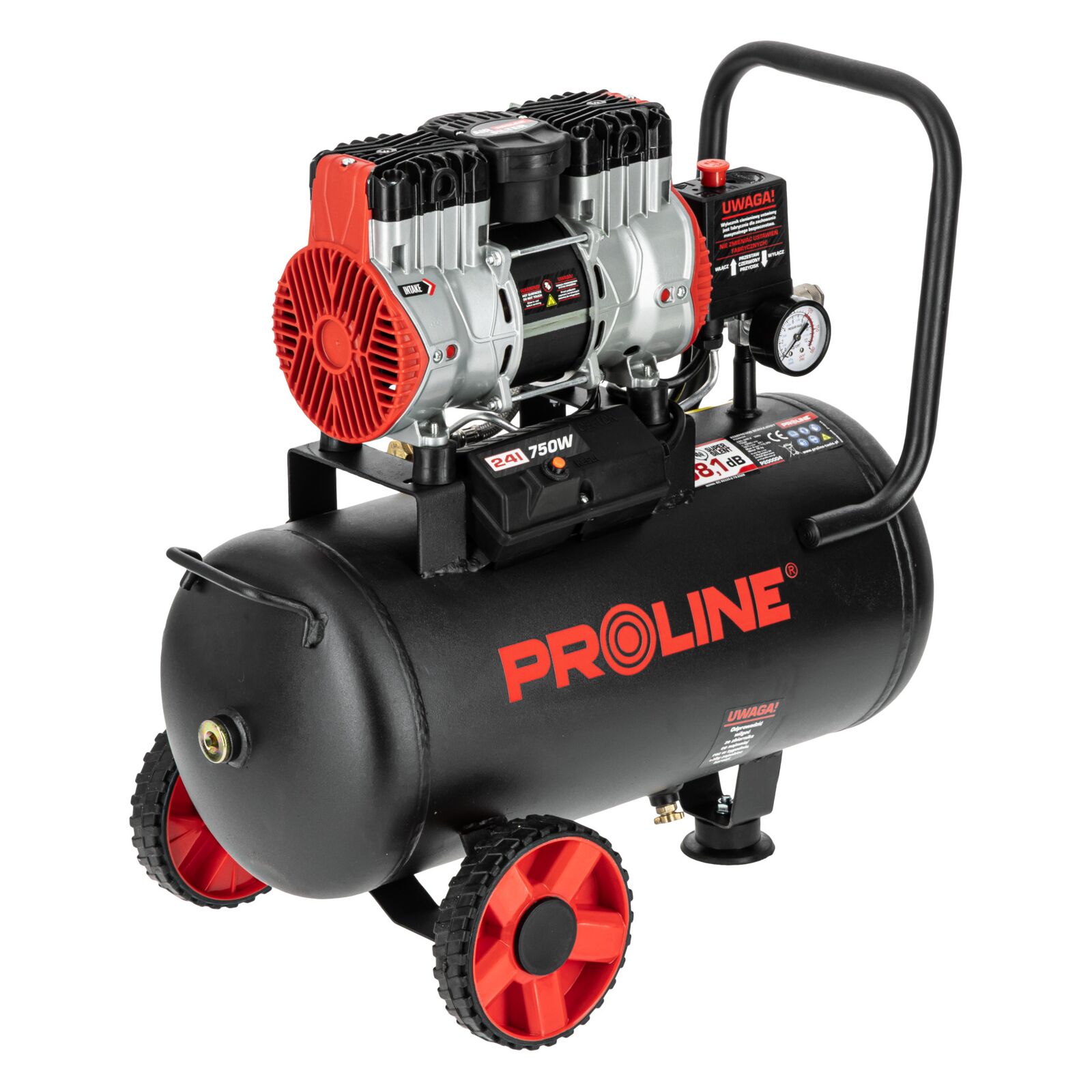 PROLINE TOOLS Olje-fri Kompressor 24L, 750W, 8BAR, 167L/MIN, Tyst Drift, Proline - 3
