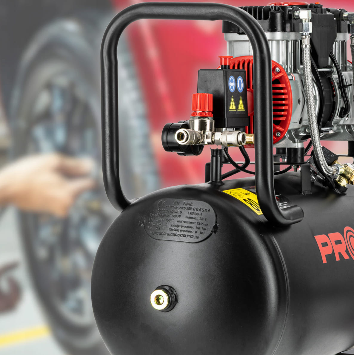 PROLINE TOOLS Kompresor oljefri 50L 254 l/min, 1500W, 8 bar, 58.1 dB, 25 kg, 3-lagers stål, Proline - 9