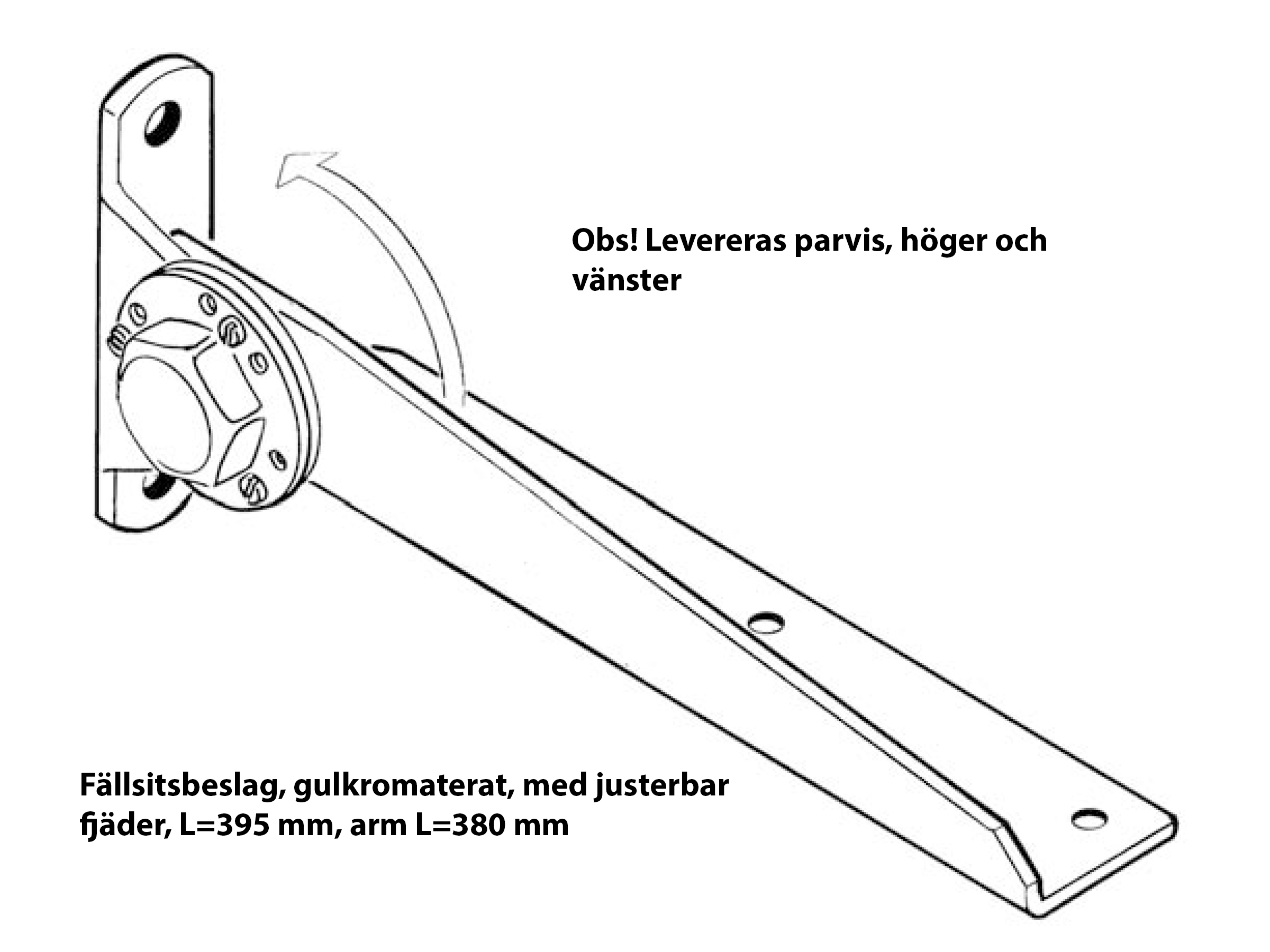 Fällsitsbeslag 395 mm - 3